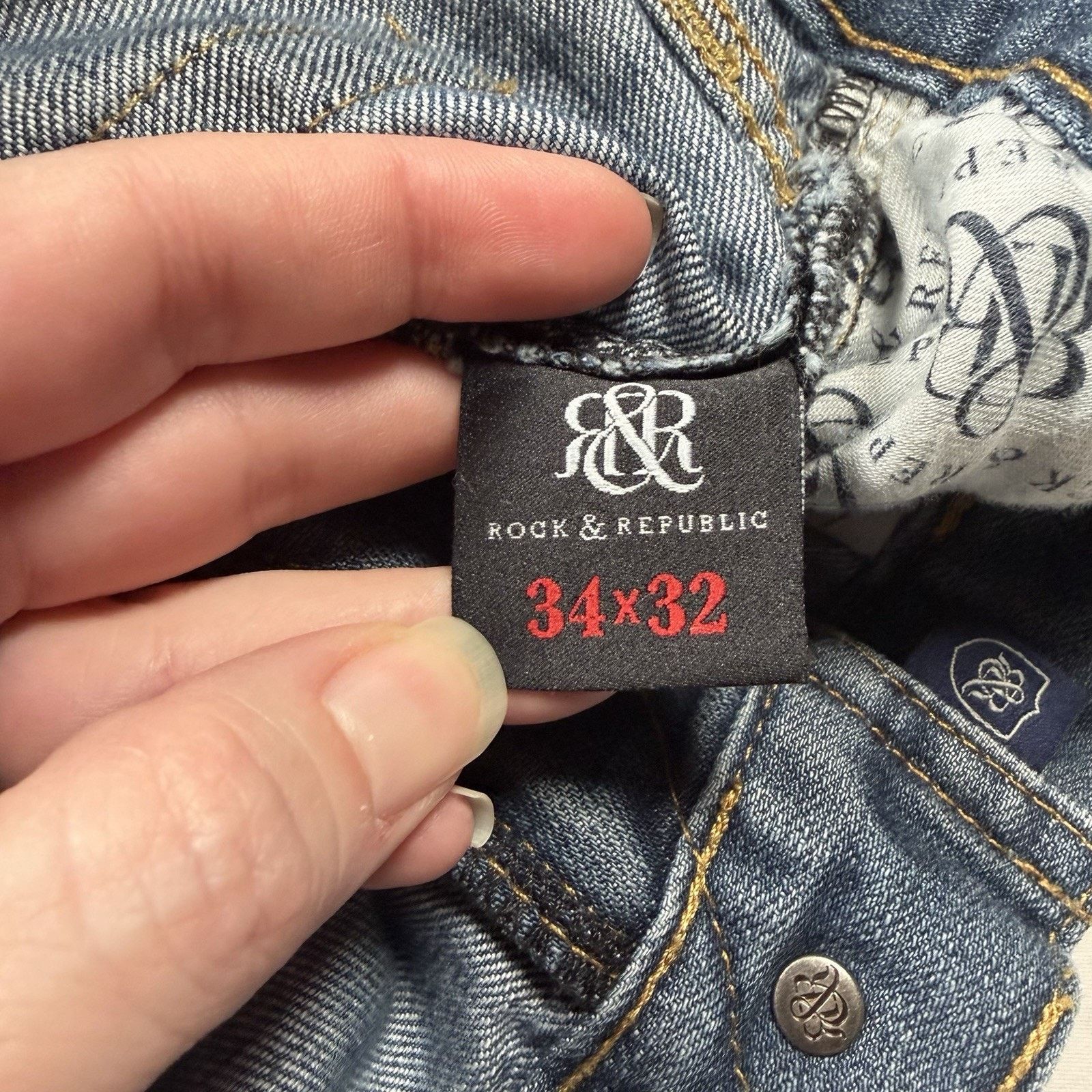 Rock & Republic Rock & Republic Torque Jeans Mens 34x32 Blue Distressed Size US 34 / EU 50 - 6 Thumbnail