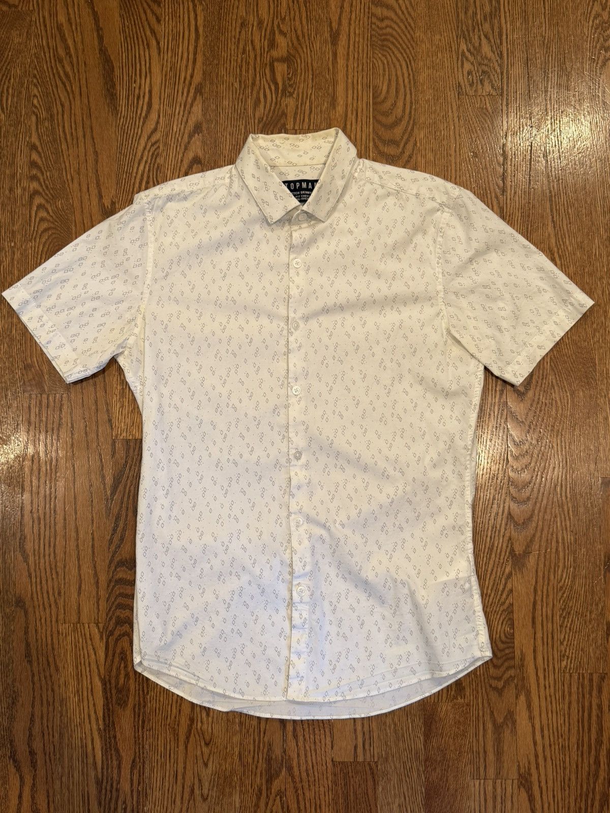Topman Topman Diamond Geometric Pattern White Button Down shirt Size US M / EU 48-50 / 2 - 1 Thumbnail