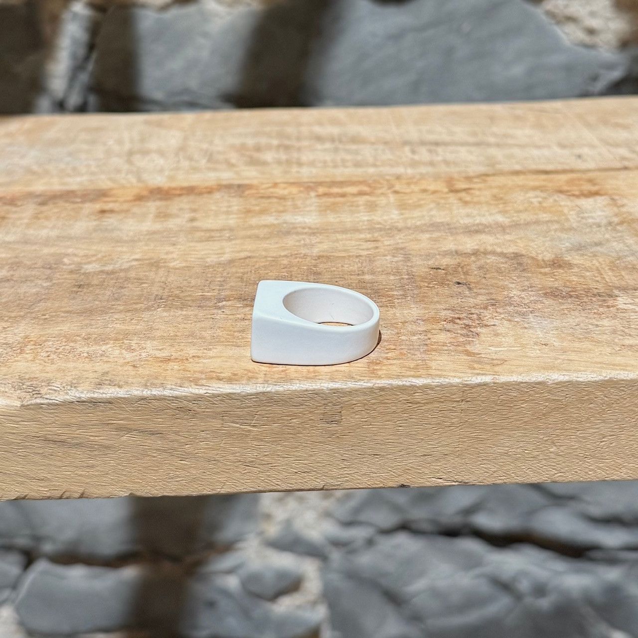 Valentino Valentino Garavani White Coated Metal Signet Ring Size ONE SIZE - 3 Thumbnail