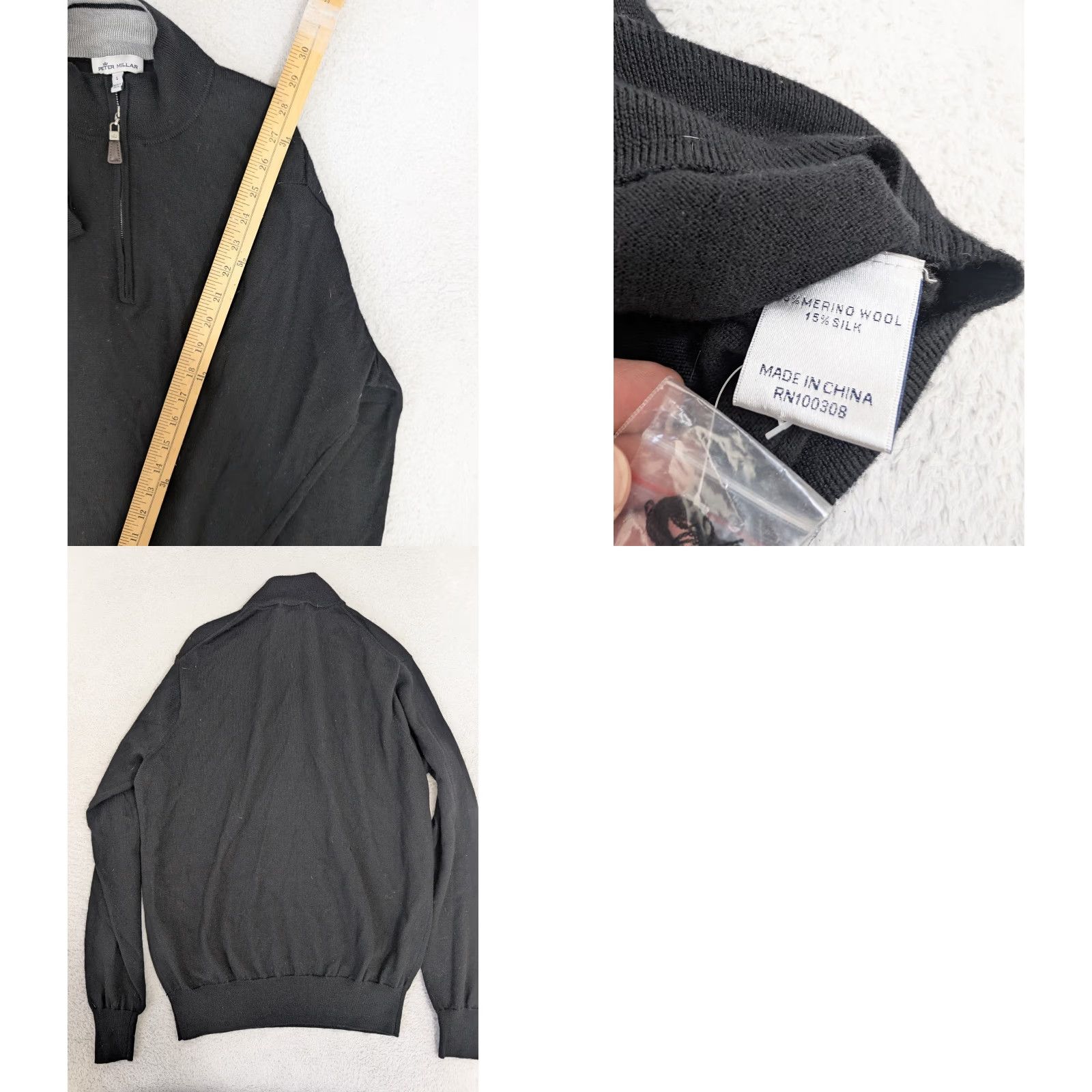 Peter Millar Peter Millar Sweater Black Crown Soft Merino-Silk Quarter Zip Mock Neck Long Sleeve 1/4 Zip Men L Reg Womens? Size US L / EU 52-54 / 3 - 8 Thumbnail