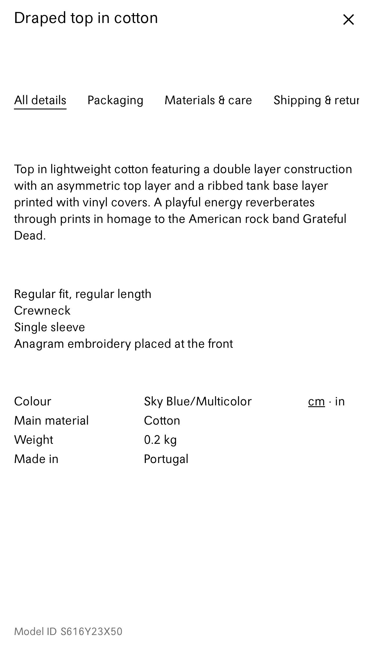 Grateful Dead × Loewe Loewe Grateful Dead Paula’s Ibiza Draped Top In Cotton Size S / US 4 / IT 40 - 6 Thumbnail