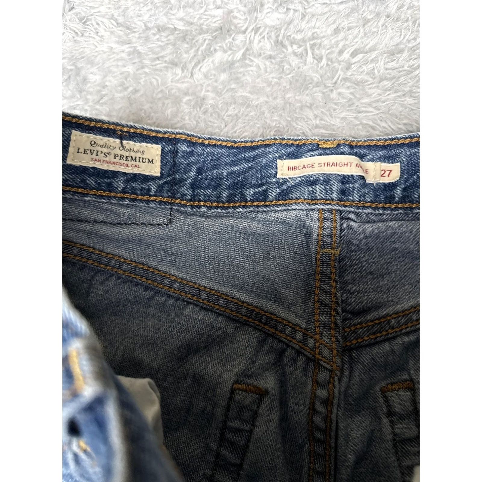 Levi's VINTAGE Levis Jeans Womens 27x27 Blue Denim Ribcage Straight Ankle Premium Big E Cotton Size 27" / US 4 / IT 40 - 6 Thumbnail