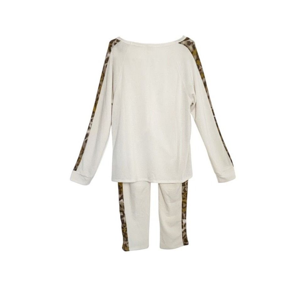 Other Mystree Women's Leopard Print Stripe Jogger Set in Cream / B Size 27" / US 4 / IT 40 - 2 Thumbnail