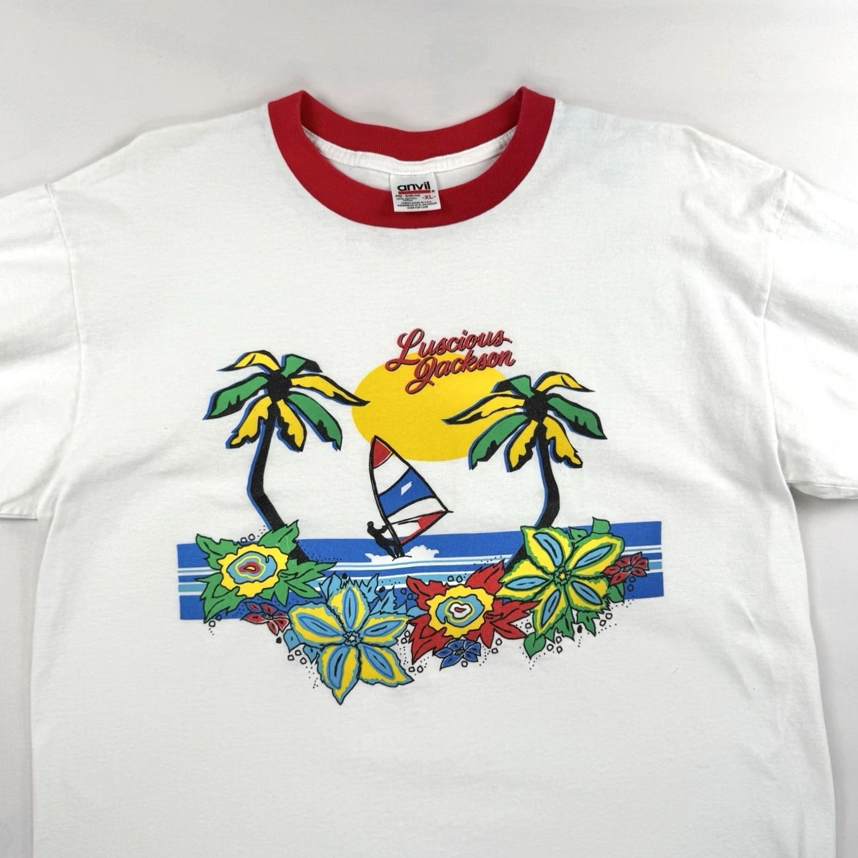 Anvil VINTAGE Luscious Jackson Shirt 90s Band XL Ringer White Made In USA Shirt Mens Womens by Anvil Size US XL / EU 56 / 4 - 2 Thumbnail