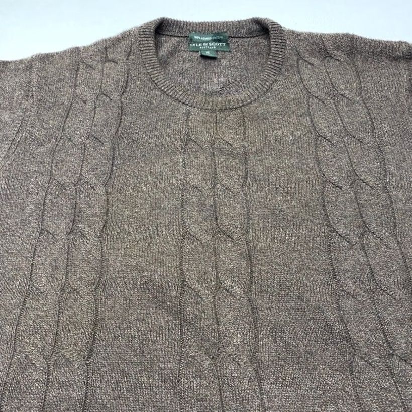 Lyle & Scott LYLE & SCOTT Scotland Crew Neck Sweater Mens XL Cable Knit 100% Combed Cotton Size US XL / EU 56 / 4 - 5 Thumbnail