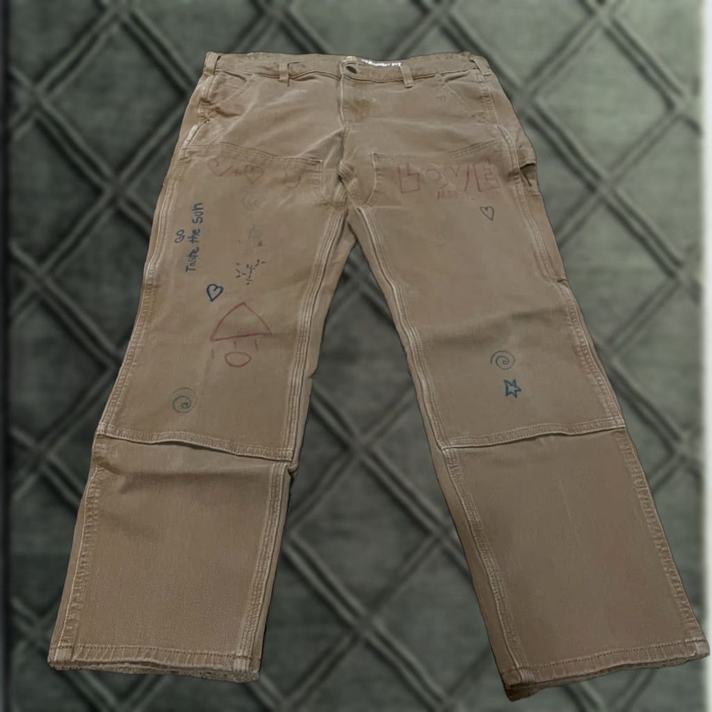 Carhartt VINTAGE Carhartt Pants Carpenter Double Knee Tan 34 x 27 Women 14 Mens Beige USA 100% Cotton Workspace Workwear Size 24" / US 00 / IT 34 - 1 Thumbnail