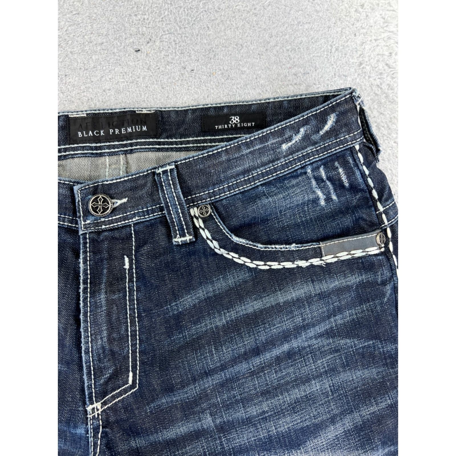 Affliction Affliction Men Shorts 38 Blue Denim Chino Cargo Pocket Regular Readable Vintage No 38x7 READ Size US 38 / EU 54 - 5 Thumbnail