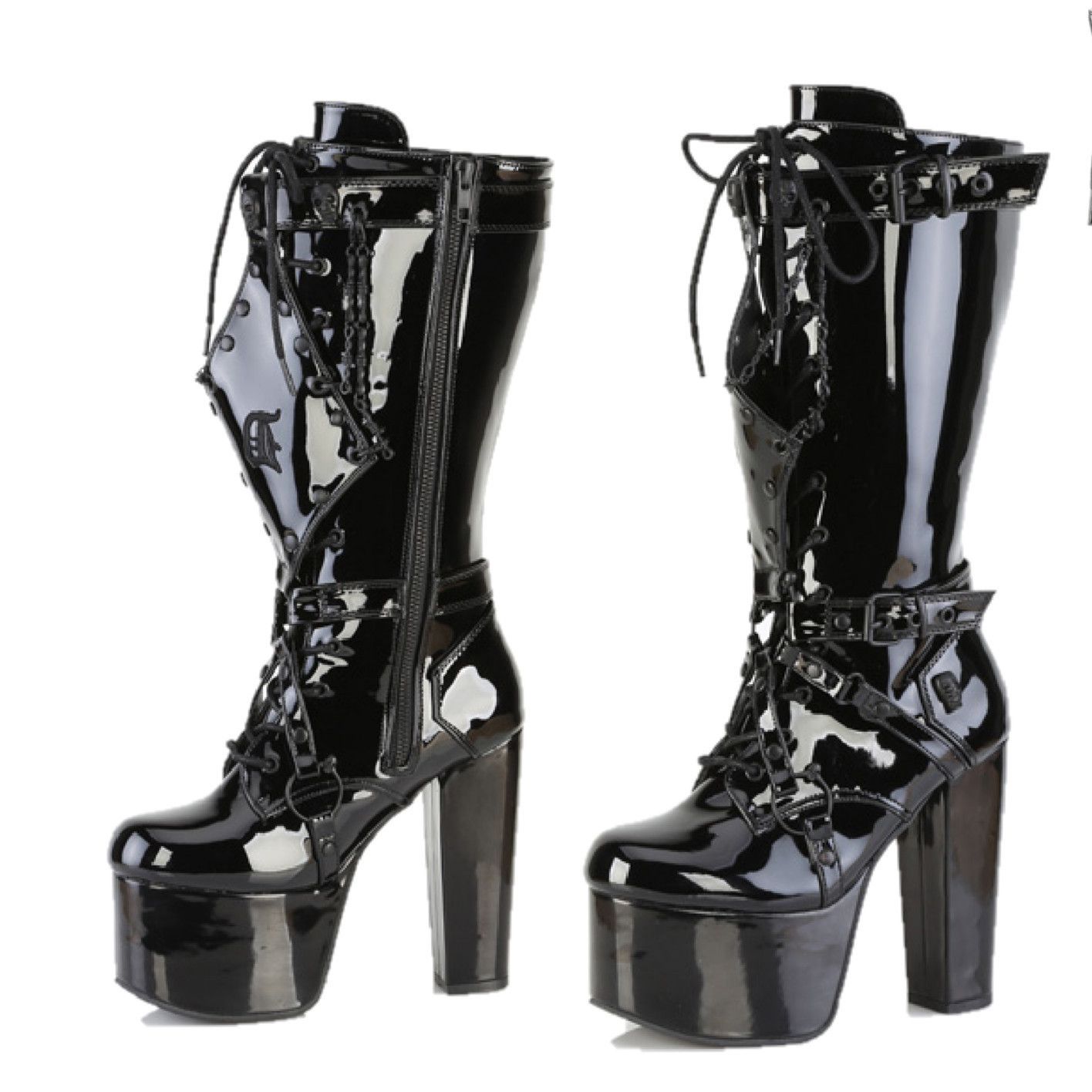 Other Demonia Torment Chunky Heel Platform Goth Punk Knee Boots (U Size US 7 / IT 37 - 1 Thumbnail
