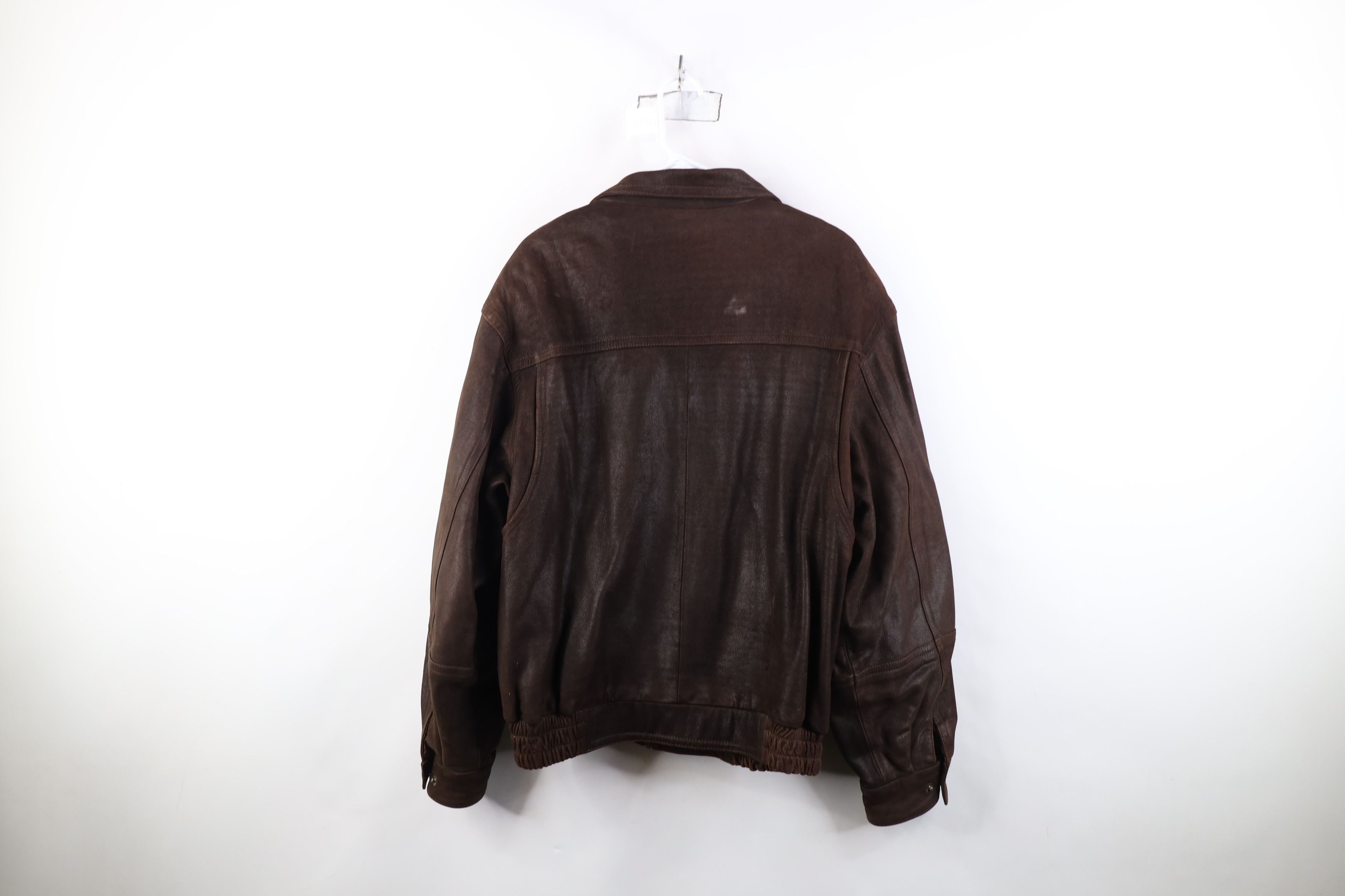 Vintage Vintage 90s Streetwear Full Zip Leather Flight Bomber Jacket Size US L / EU 52-54 / 3 - 15 Thumbnail