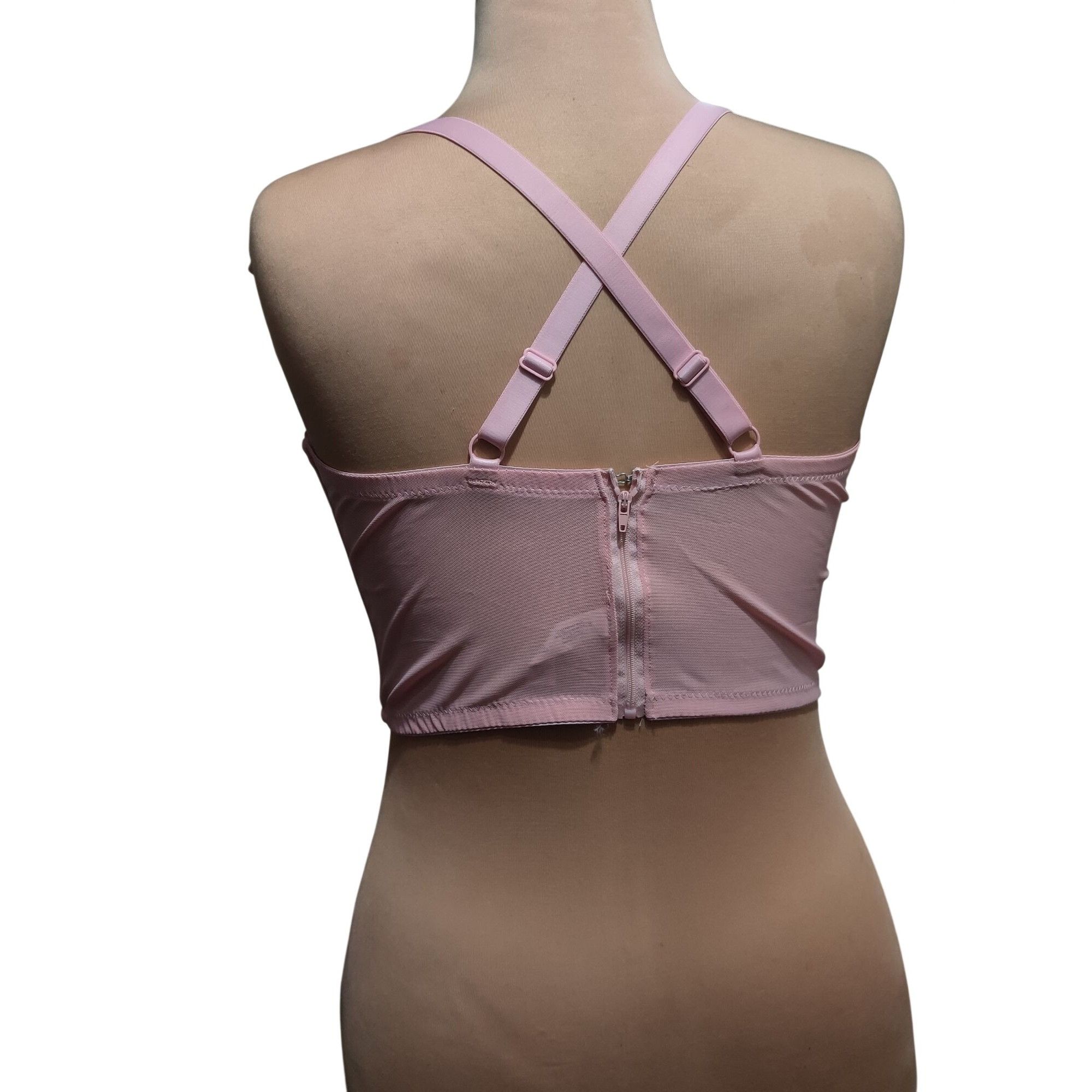 Other Pink Lace Longline Bralette Plus Size 2X Sheer Mesh Underwir Size ONE SIZE - 3 Thumbnail