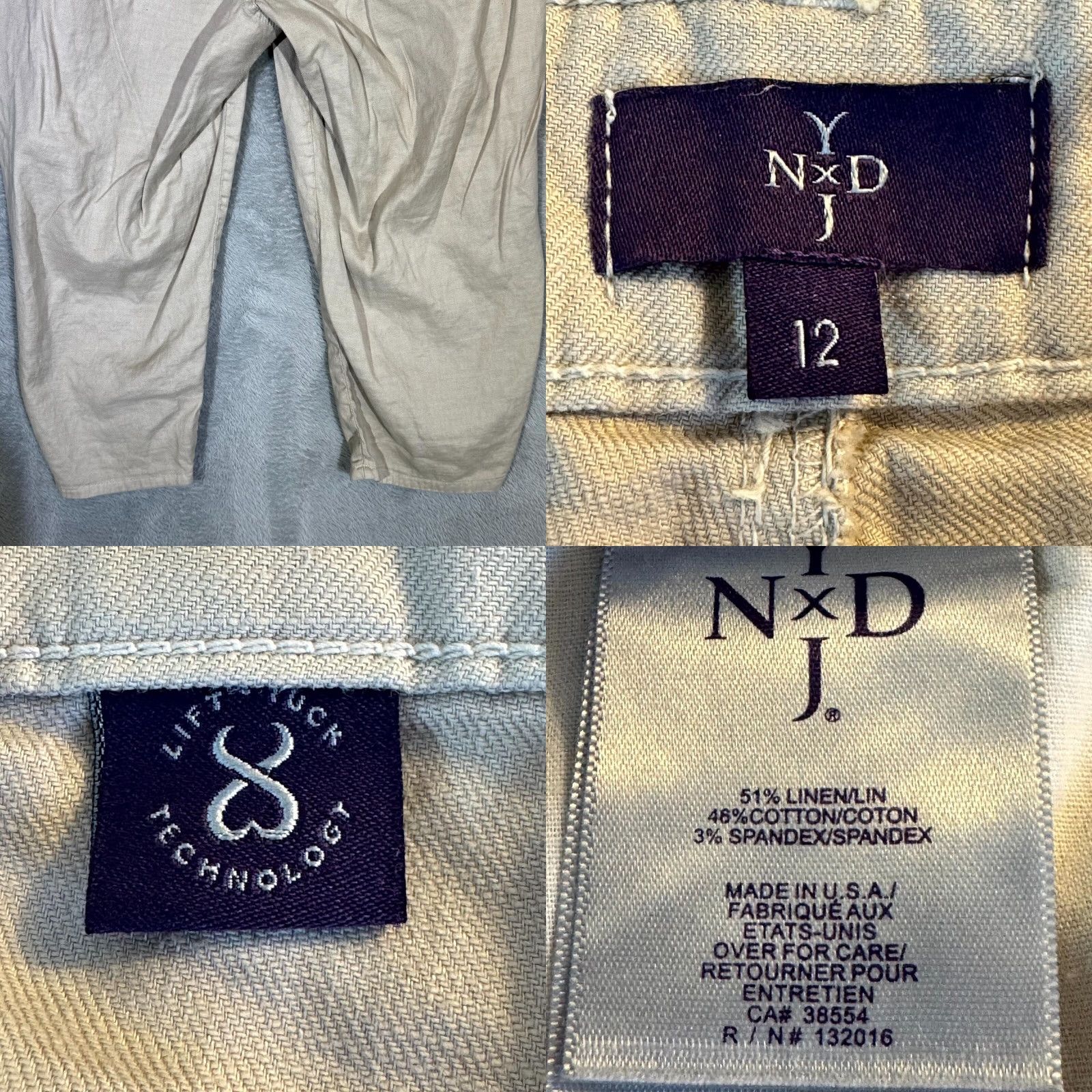 NYDJ NYDJ Pants Capris Women Size 10 Petite Beige Linen Blend Cropped Size 34" / US 12 / IT 48 - 8 Thumbnail
