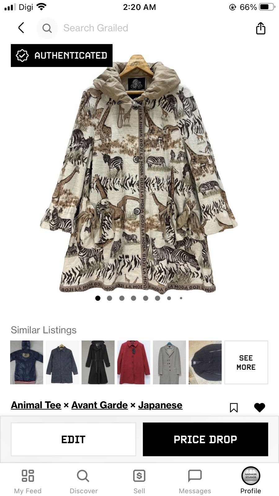 Japanese Brand GOJI LA MODA ANIMAL OVERPRINT LONG COAT JACKET #9003-47 Size XL / US 12-14 / IT 48-50 - 15 Thumbnail