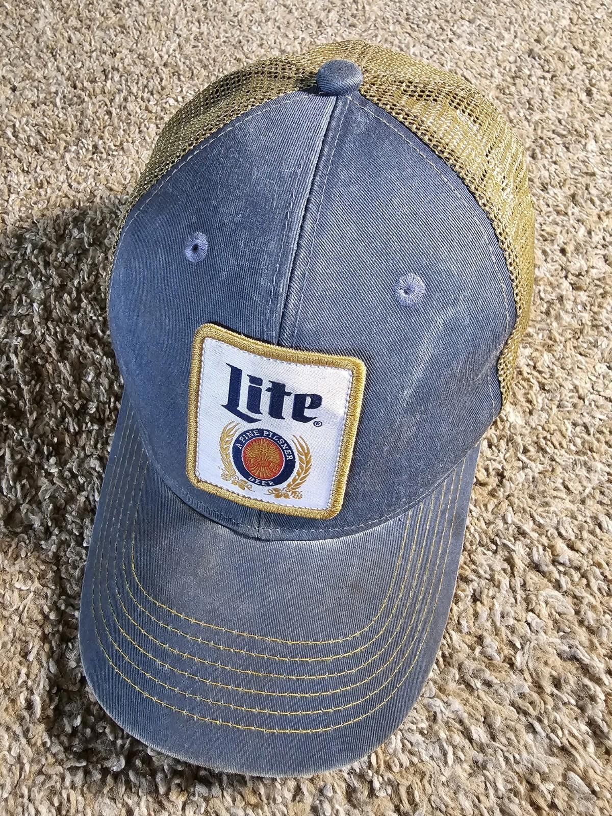 Peter Millar Miller Lite Pilsner Beer 2016 Trucker Hat Blue Strapback Size ONE SIZE - 1 Thumbnail