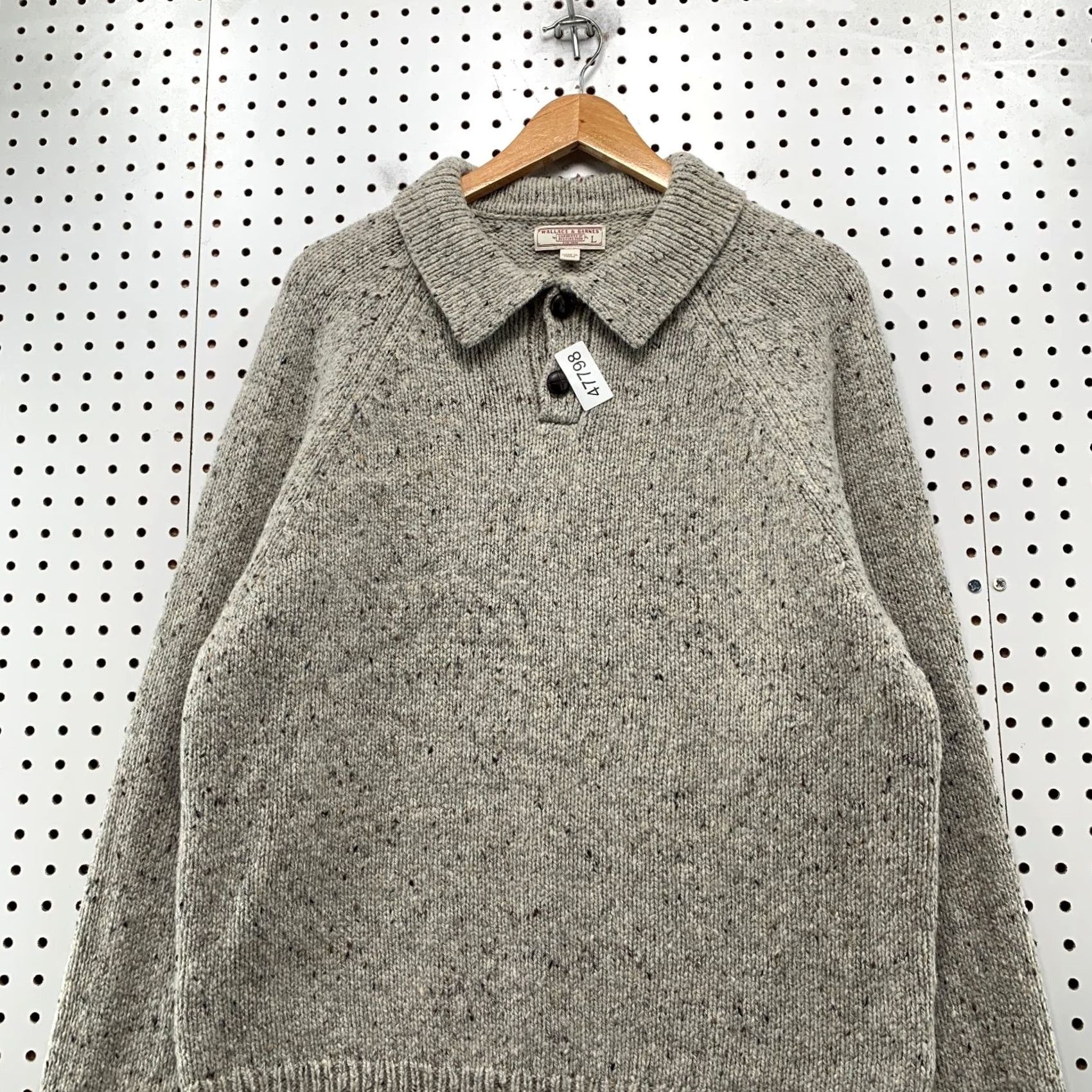 Wallace & Barnes Wallace & Barnes Merino Wool Sweater Mens Large Gray Collared Thick Heavyweight Pullover Knit Long Sleeve Casual Winter Size US L / EU 52-54 / 3 - 5 Thumbnail