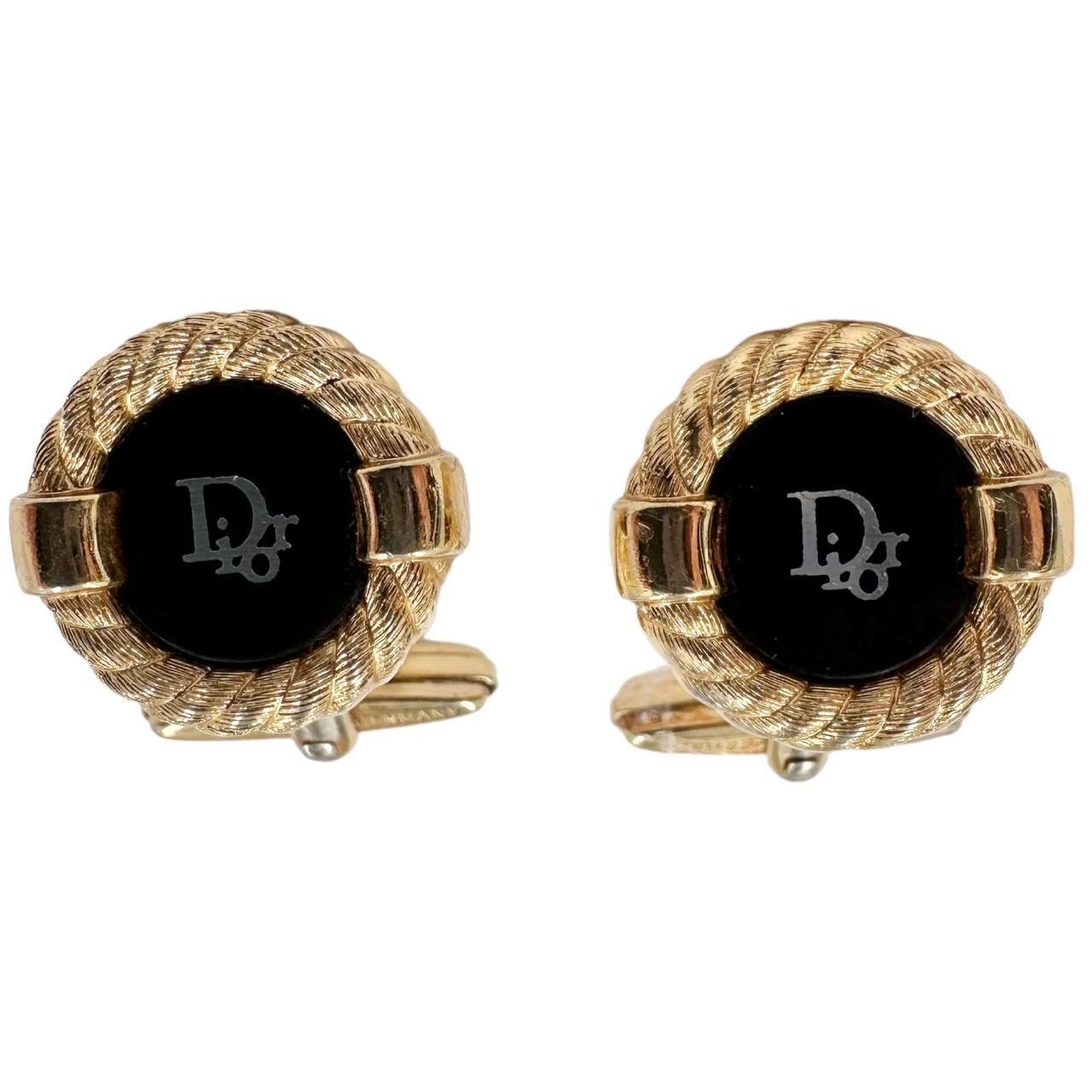 image of Vintage Dior Cufflinks in Gold, Men's