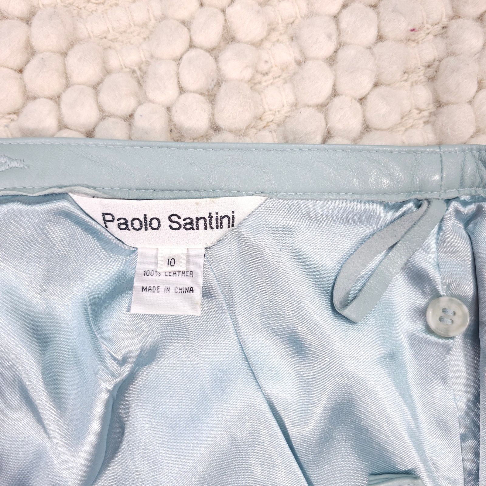 Other Vintage Paolo Santini Perforated Suede Leather Skirt Blue Size 29" - 10 Thumbnail