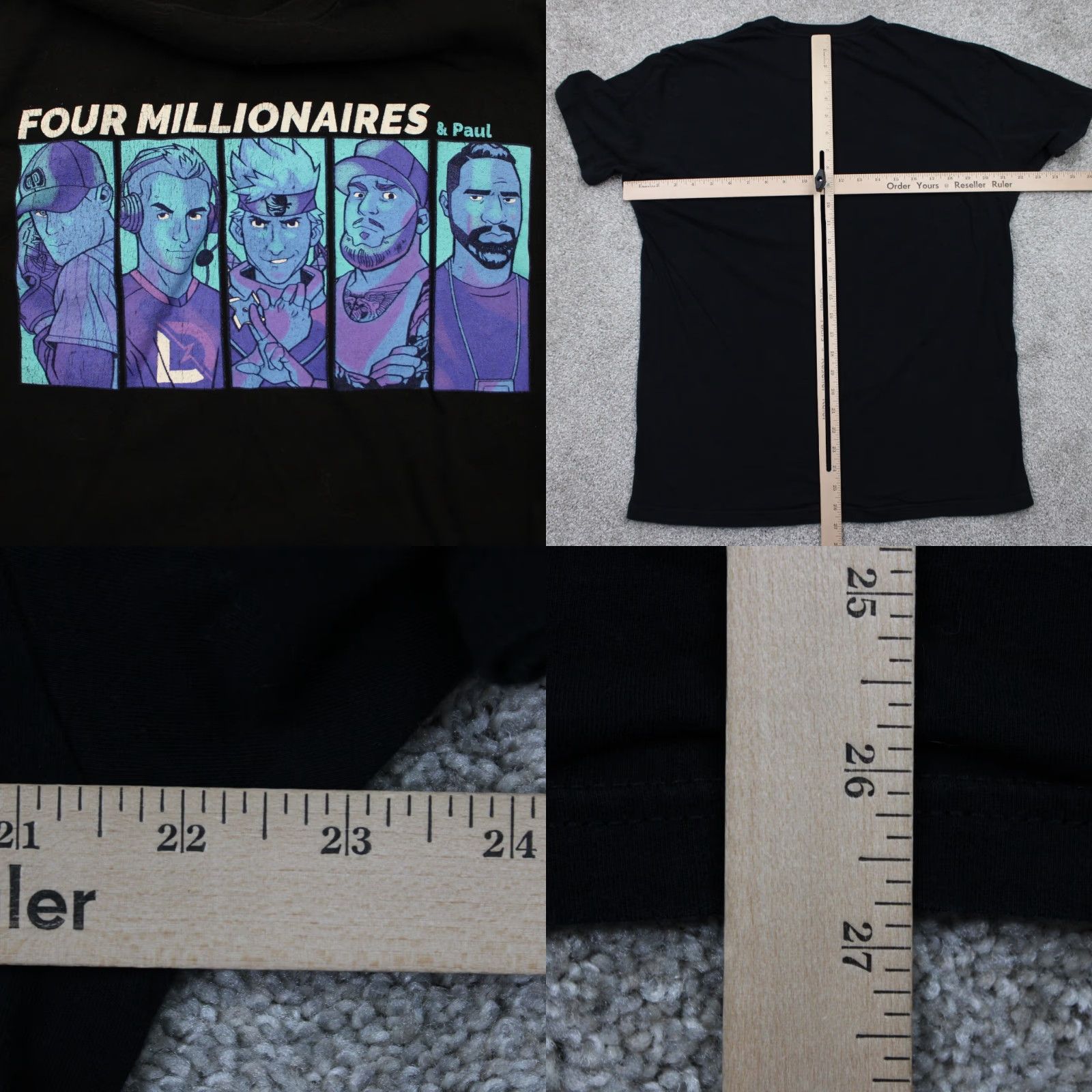 Vintage Design by Humans Shirt Mens Large Black Four Millionaires & Paul Cotton S/S Size US L / EU 52-54 / 3 - 8 Thumbnail