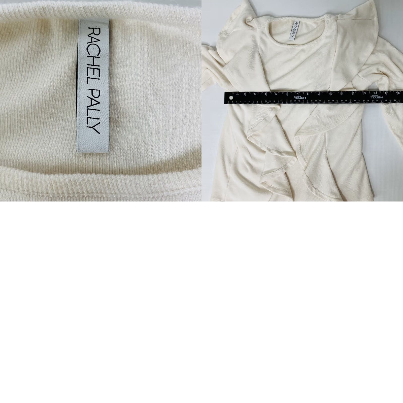 Rachel Pally Rachel Pally Blouse Long Sleeve Ivory Size S Puff Sleeve Rub Ruffle Top Crew Neck Knit Size S / US 4 / IT 40 - 8 Thumbnail