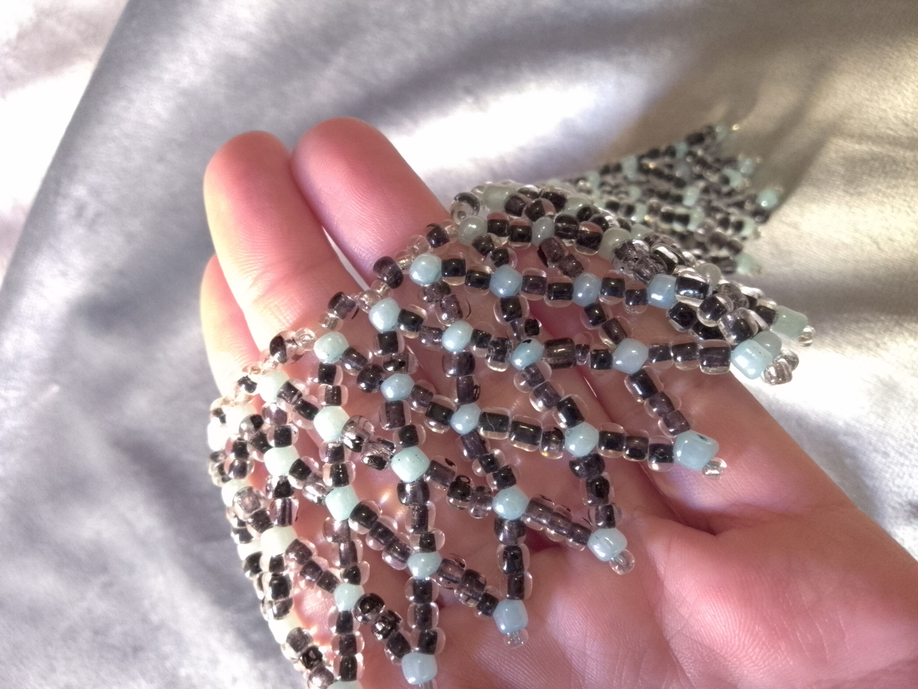 Handmade Necklace Netted Black Beaded Ethnic Egyptian Style Size ONE SIZE - 6 Thumbnail