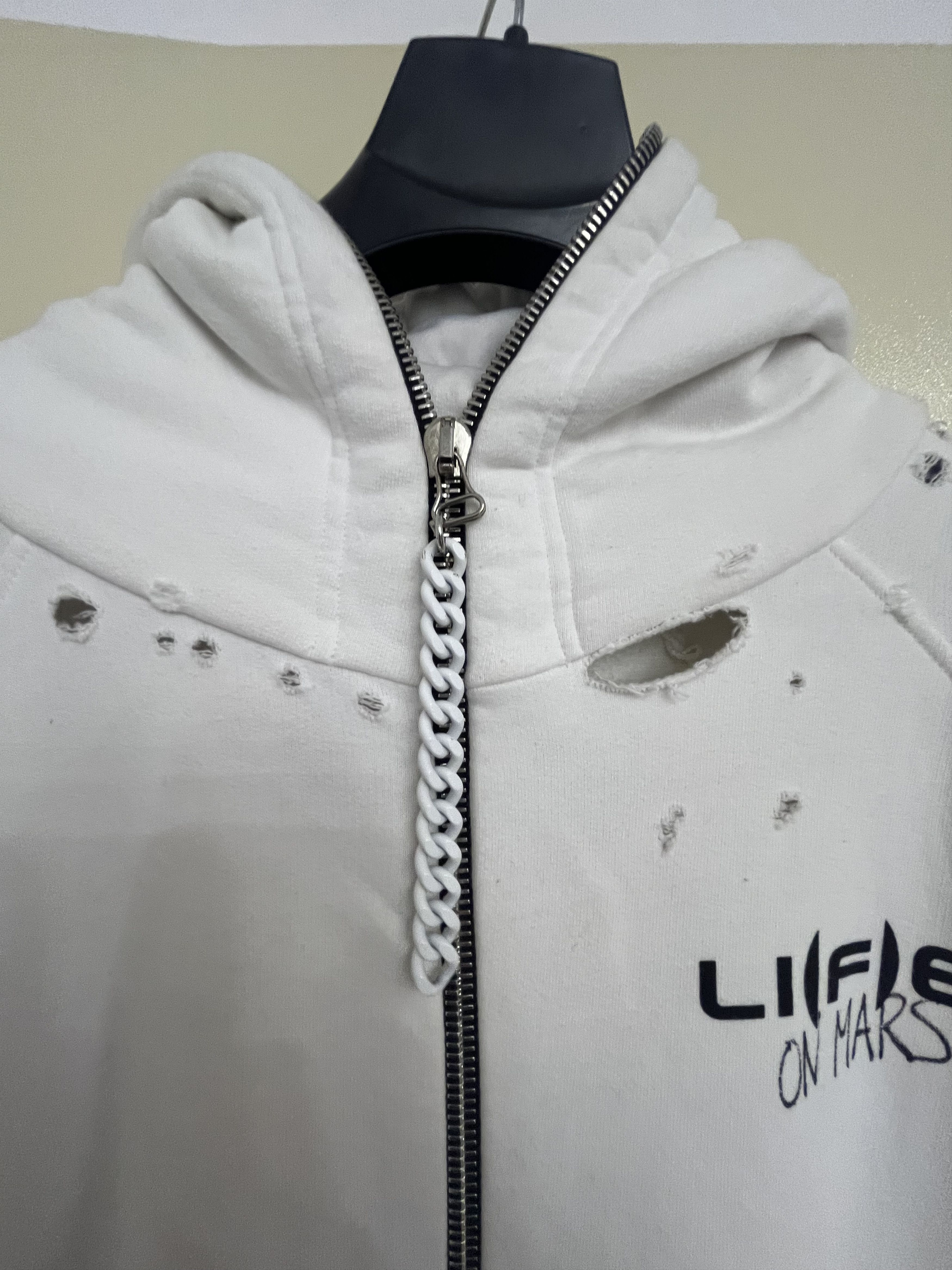 Raf Simons Raf Simons “Life On Mars” Distressed Zip Hoodie – Rare Piece Size US S / EU 44-46 / 1 - 3 Thumbnail