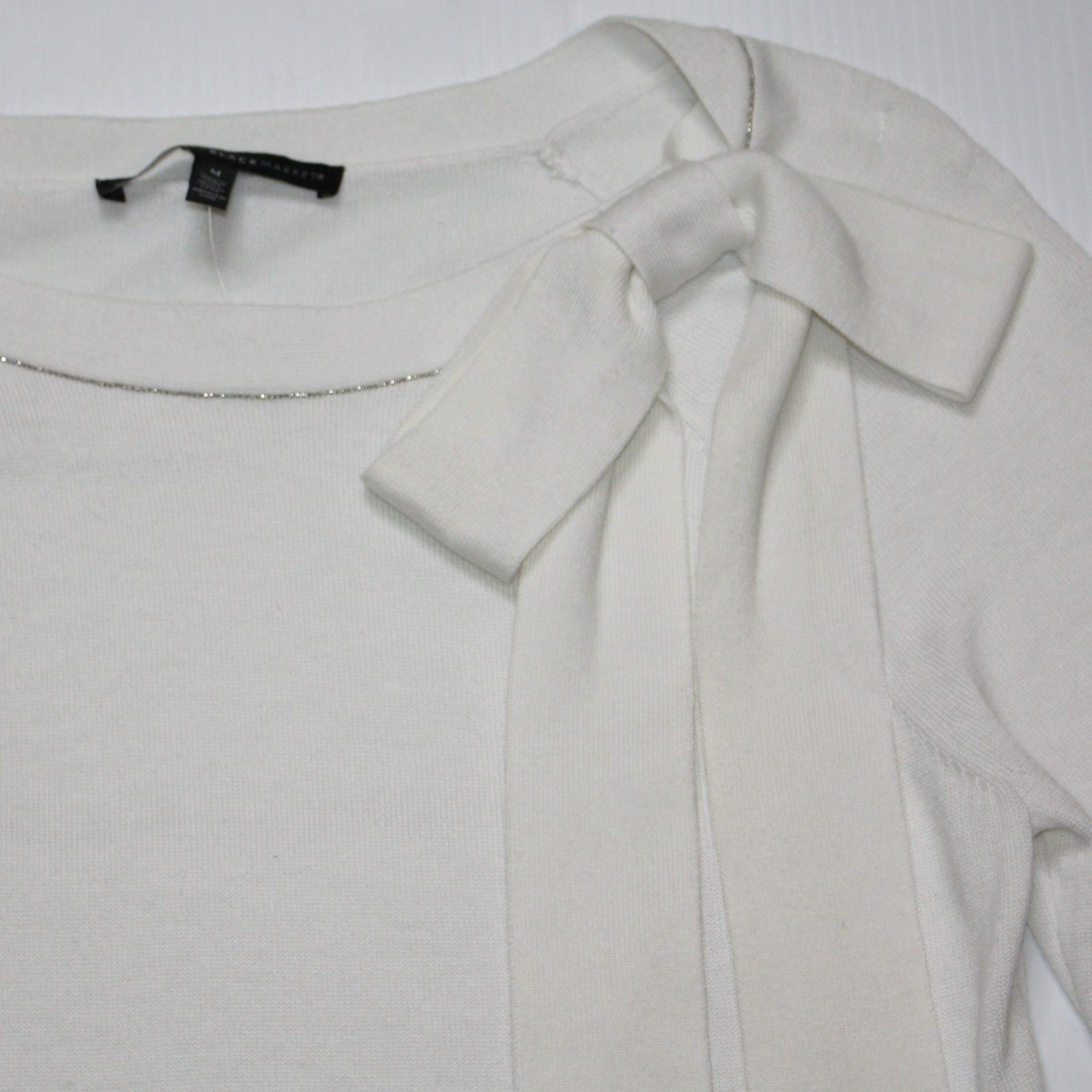 White House Black Market Bow Shoulder Raglan Sweater in size M NWT $89 Size M / US 6-8 / IT 42-44 - 3 Thumbnail