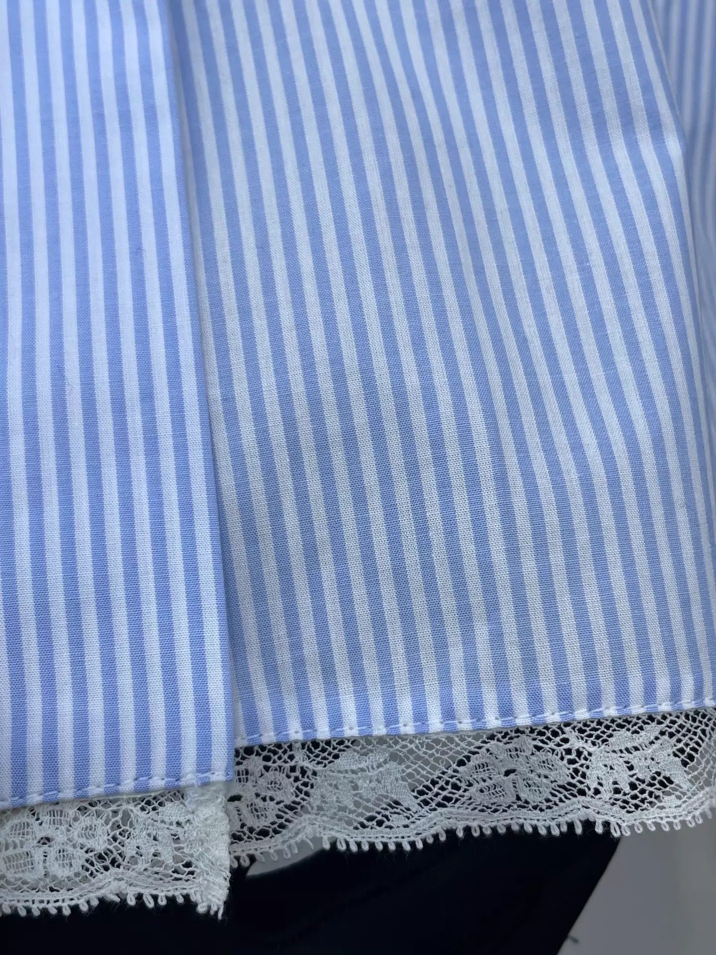 Miu Miu MIU MIU Women's Lace Panel Vertical Stripe Shirt 38 Size XS / US 0-2 / IT 36-38 - 3 Thumbnail