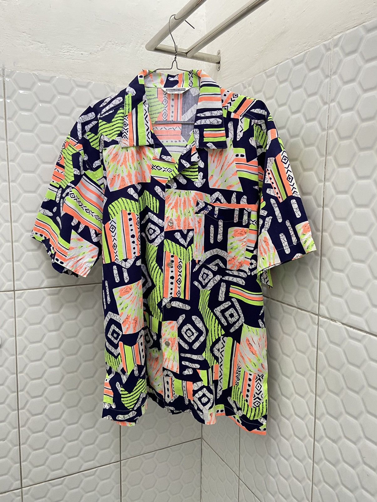 Balenciaga Vintage Balenciaga Printed Open Collar Shirt Size US L / EU 52-54 / 3 - 2 Thumbnail