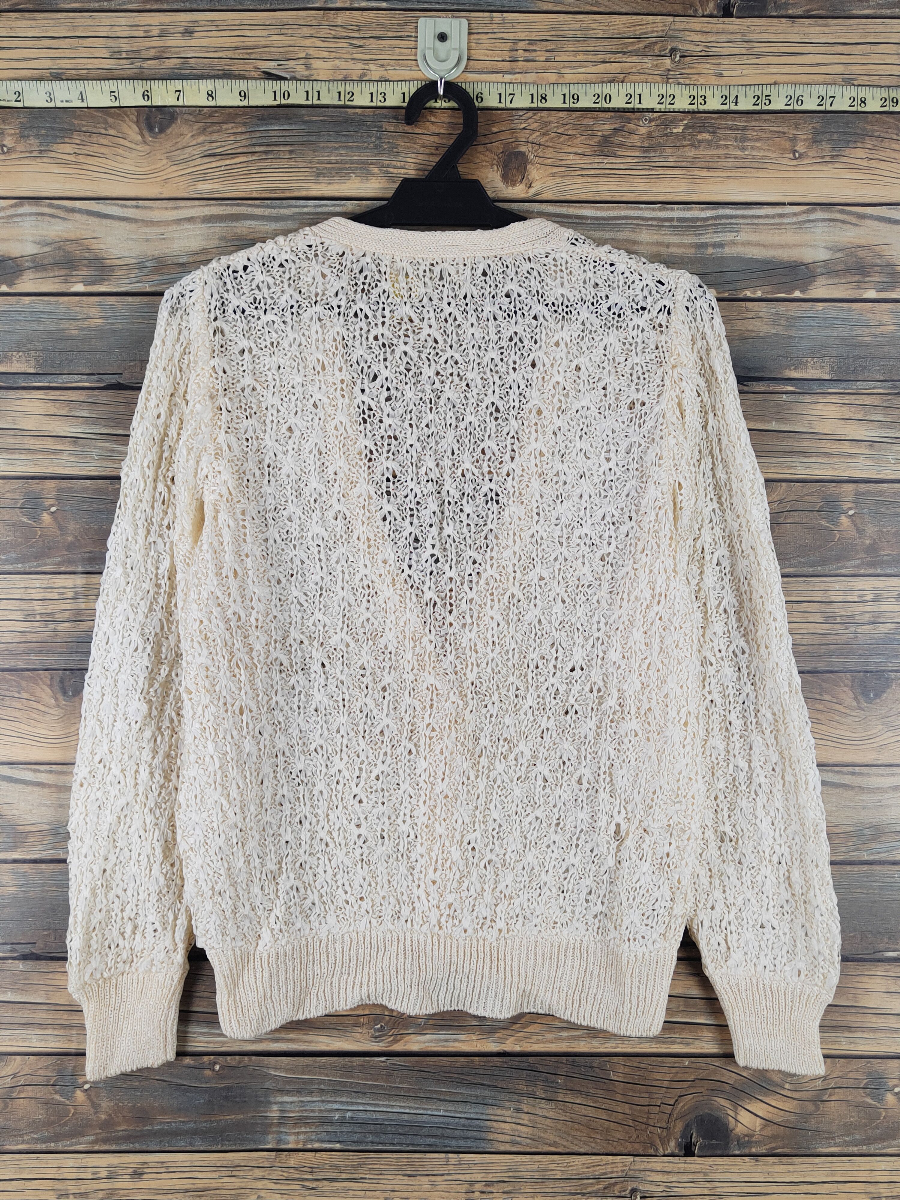 Homespun Knitwear Karinca-PK Yellow Crochet MeshNet Knitwear Cardigan #W1771 Size US M / EU 48-50 / 2 - 7 Thumbnail