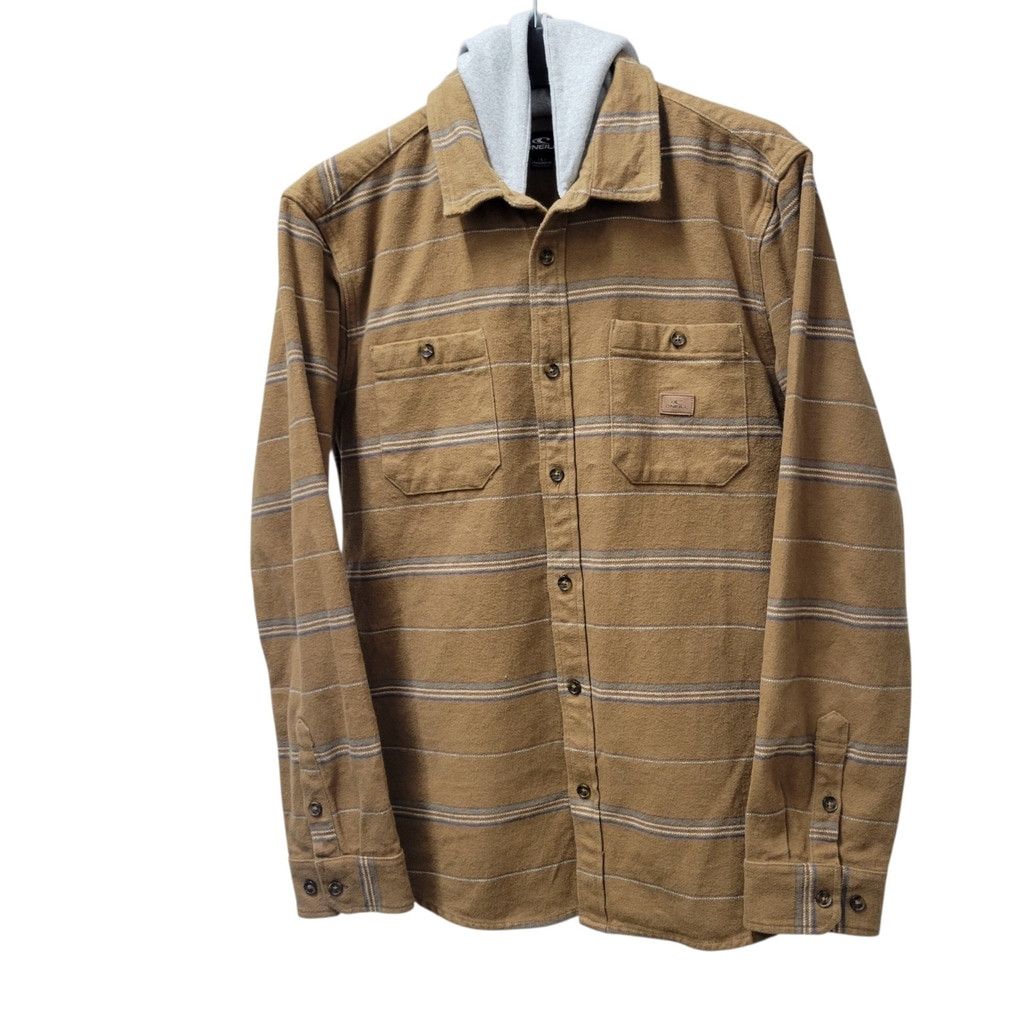 O'Neill ONeill Men's Long-Sleeves Button-Up Brown Striped Hoodie Shi Size US L / EU 52-54 / 3 - 2 Thumbnail