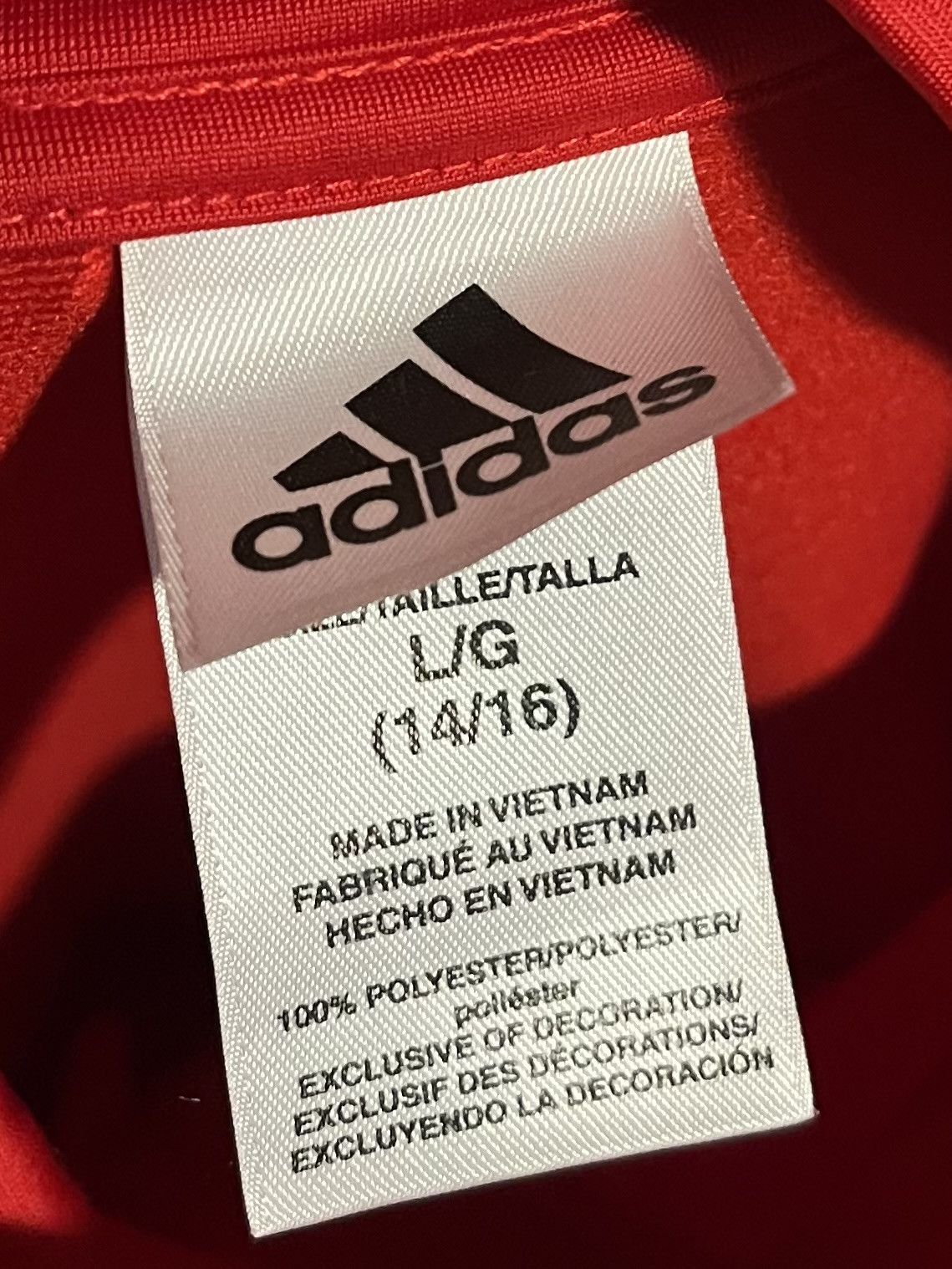 Adidas Adidas Red White 3-Stripe Full Zip Track Jacket14-16 Size US S / EU 44-46 / 1 - 3 Thumbnail