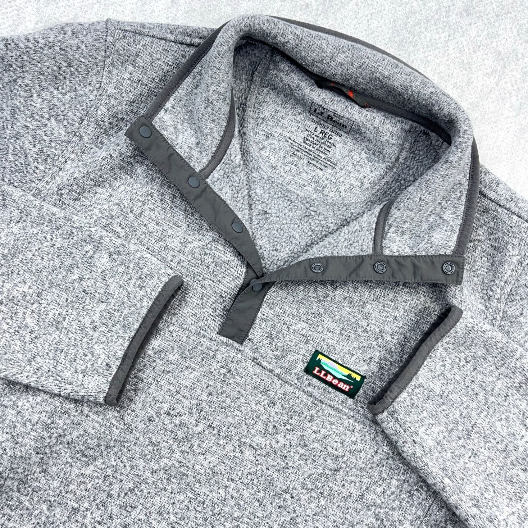 Vintage LL Bean Sweater Men Large Gray Pullover Snap T Fleece Slightly Fitted Heather Size US L / EU 52-54 / 3 - 2 Thumbnail
