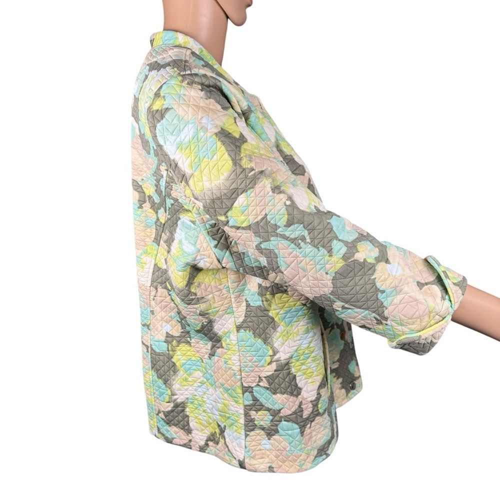 Isaac Mizrahi Isaac Mizrahi Live! Watercolor Floral Print Knit Jacket A30 Size XL / US 12-14 / IT 48-50 - 3 Thumbnail