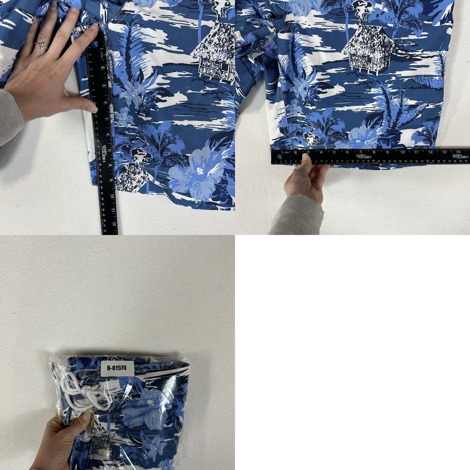 Chaps Chaps Swim Trunks Mens XL Blue Abstract Floral Boardshorts Beach Pool Nylon Polyester Quick Dry Breathable Pockets Drawstring Elastic Waist Lined Size US 36 / EU 52 - 9 Thumbnail