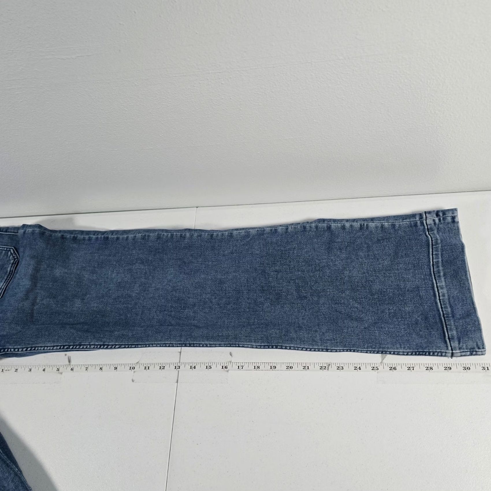 Faherty Faherty Women Blue Wide Leg Jeans Size 29 Stretch Denim Patch Pocket Button Zip Size 29" - 5 Thumbnail