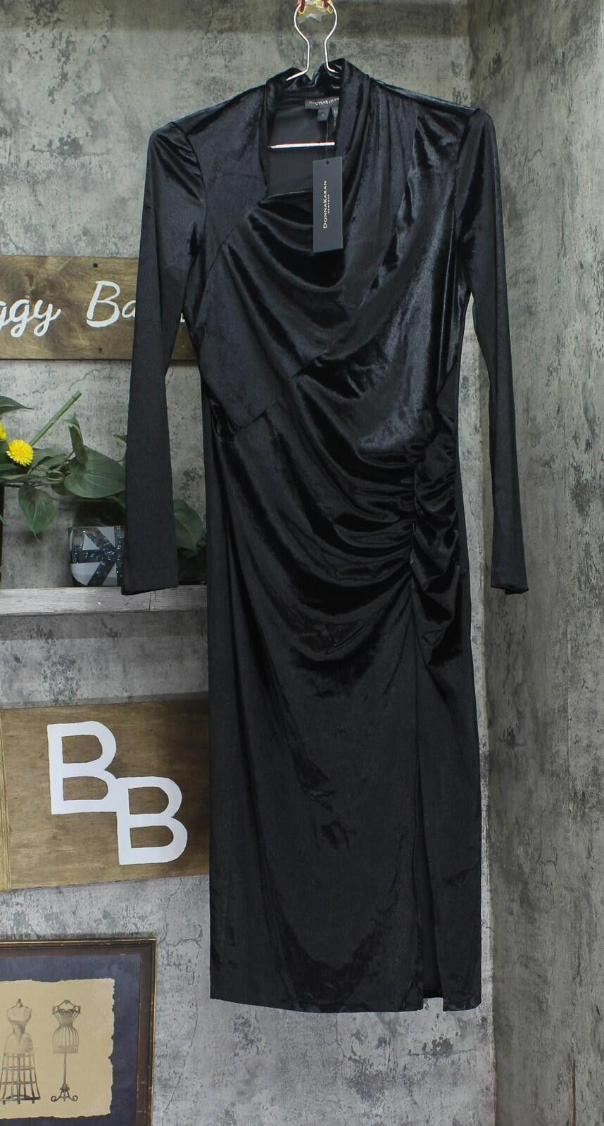 Donna Karan Nwt Donna Karan Velvet Ruched Sheath Dress Ka4v25r0 Black 4 Size S / US 4 / IT 40 - 1 Thumbnail