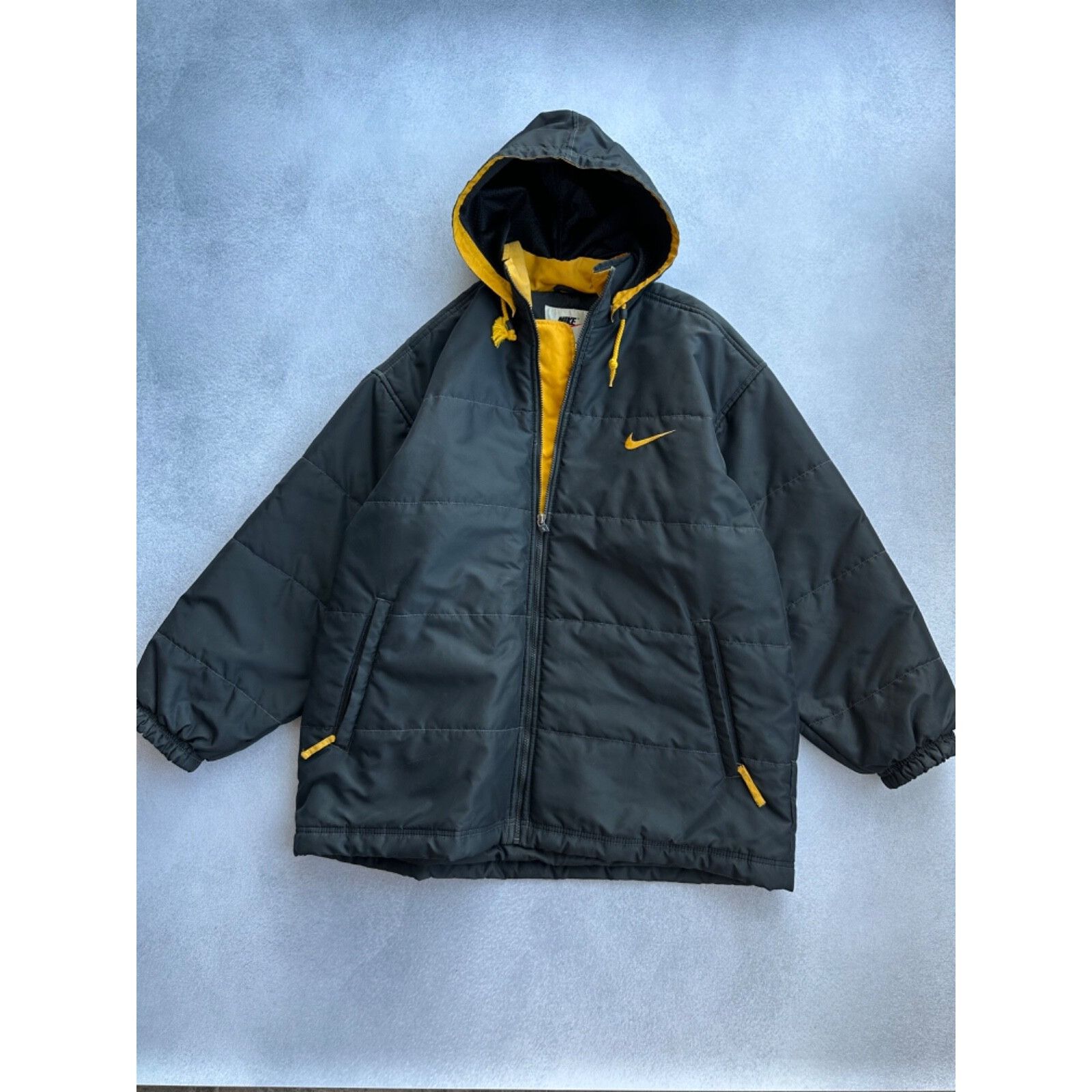 Nike VTG Nike Big Logo Hooded Puffer Jacket Size US XL / EU 56 / 4 - 5 Thumbnail