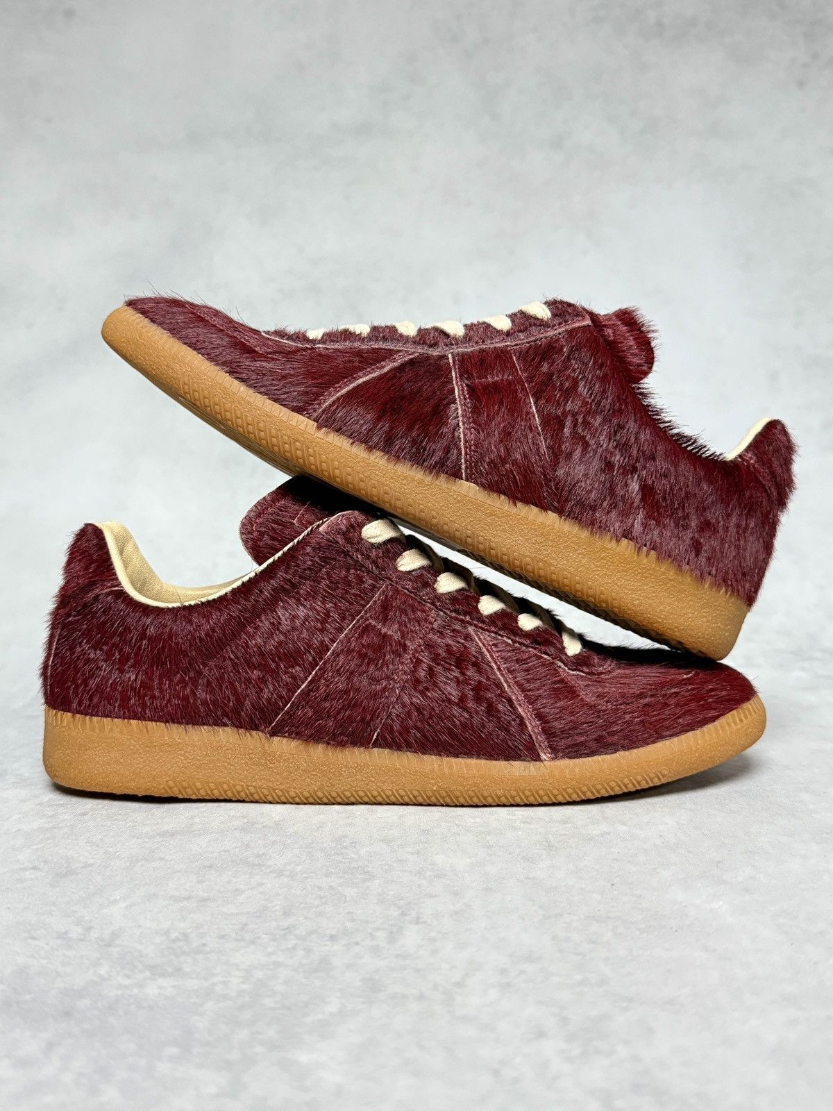 Maison Margiela Maison Margiela Pony Hair GAT Sneaker Burgundy (Sample) Size US 7 / EU 40 - 2 Thumbnail