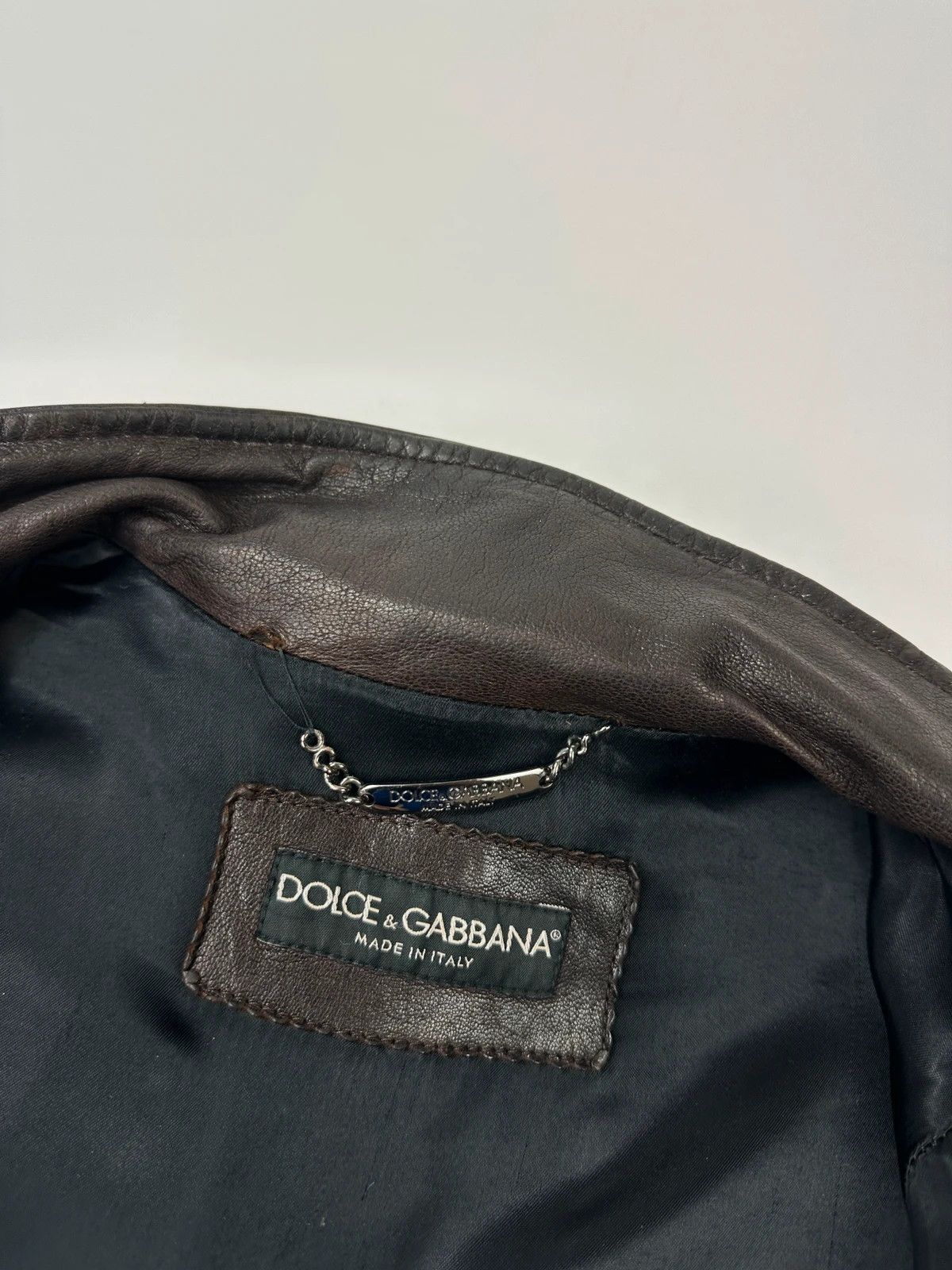 Dolce & Gabbana Dolce & Gabbana 00’s Patinated Brown Leather Jacket Size US L / EU 52-54 / 3 - 12 Thumbnail