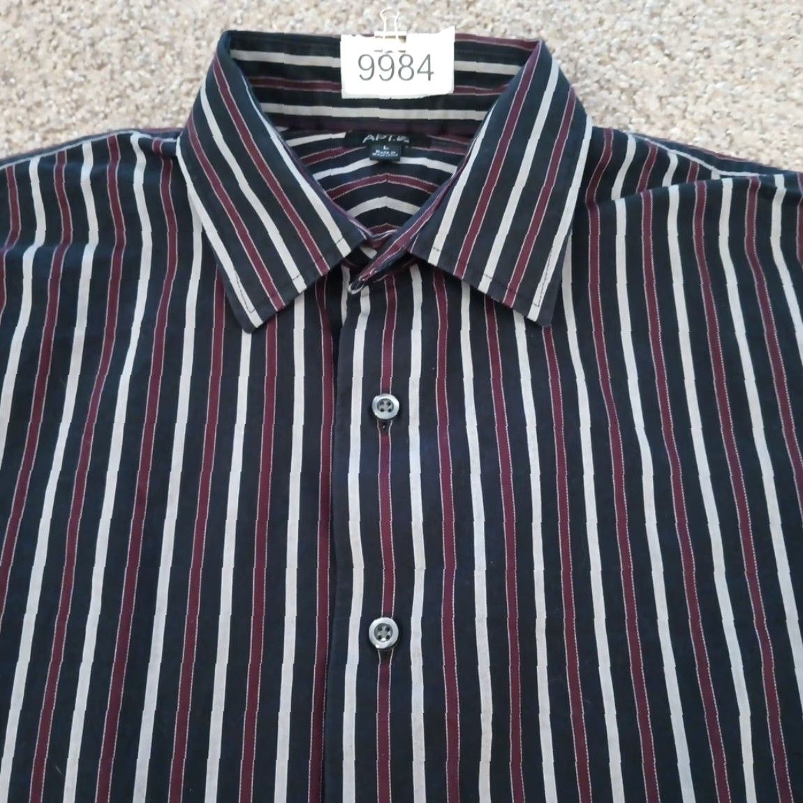 Apt. 9 Apt. 9 Shirt Mens Large Purple Black Striped Long Sleeve Button Up Cotton Size US L / EU 52-54 / 3 - 2 Thumbnail