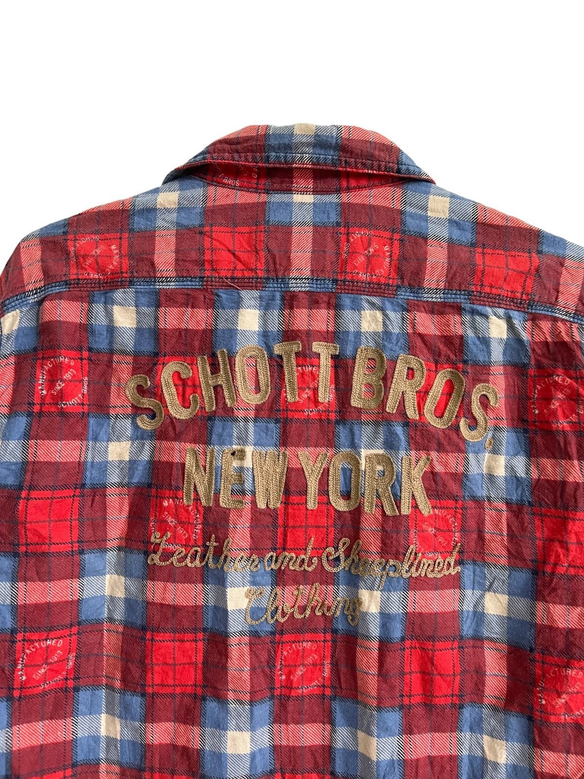 Schott OG Schott Bros NY "Leather Clothing" Durable Worker Flannel Size US L / EU 52-54 / 3 - 2 Thumbnail