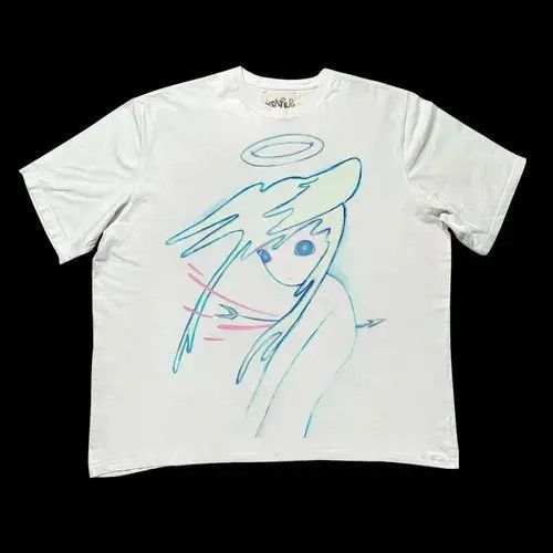 VIBE White Loose Hand-painted Printed Short Sleeve T-Shirt Size US M / EU 48-50 / 2 - 5 Thumbnail