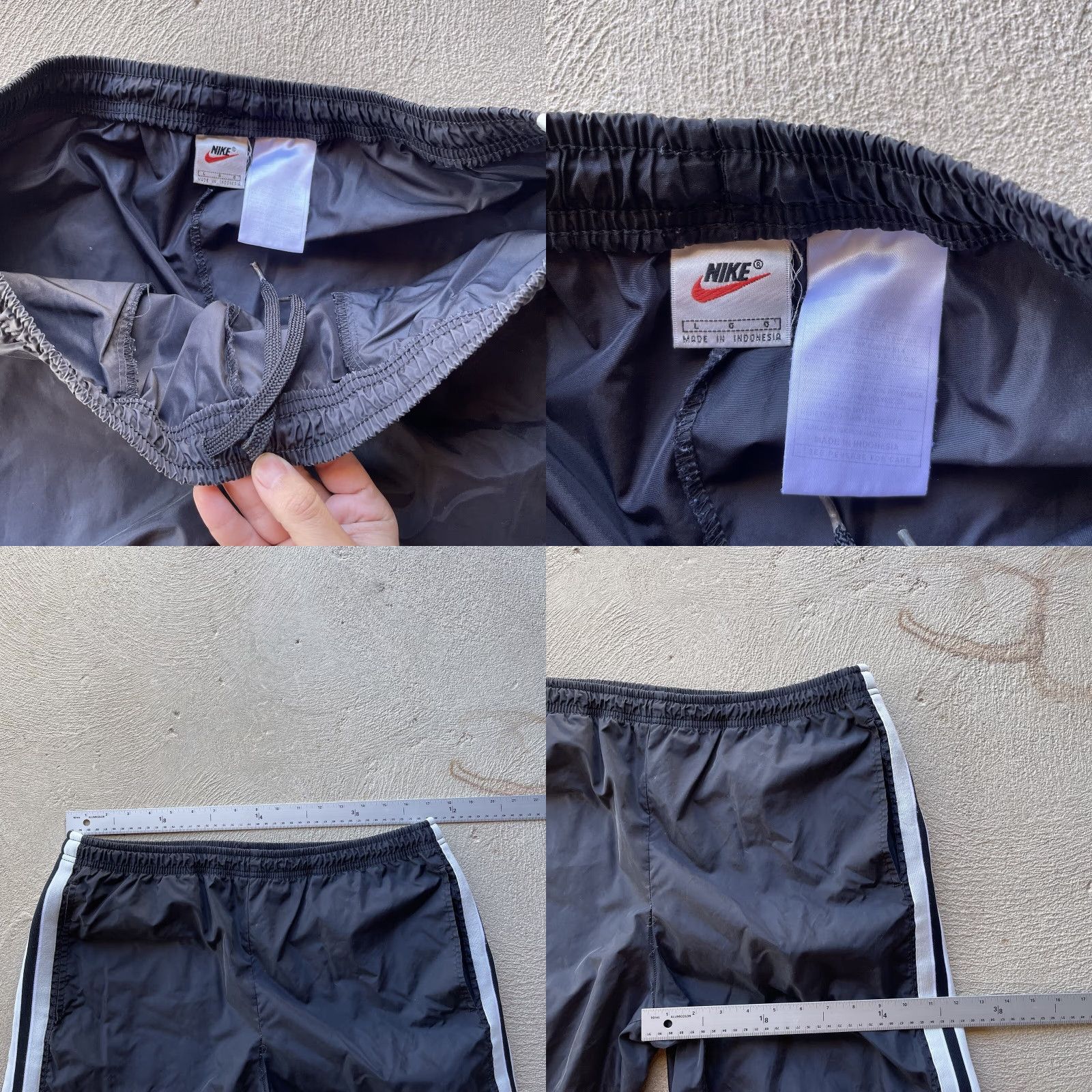 Nike Vintage Nike Pants Mens Large Black Windbreaker Track Elastic Waist Gym Size US 33 - 8 Thumbnail