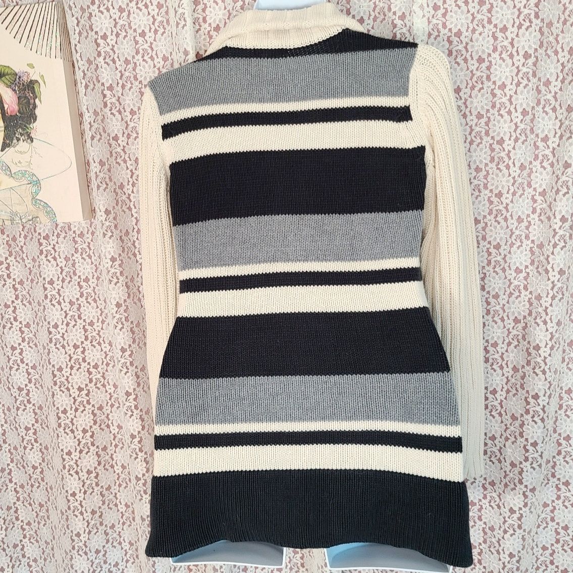 Lacoste vintage 90s Lacoste cream grey blackknit sweater medium Size US M / EU 48-50 / 2 - 3 Thumbnail