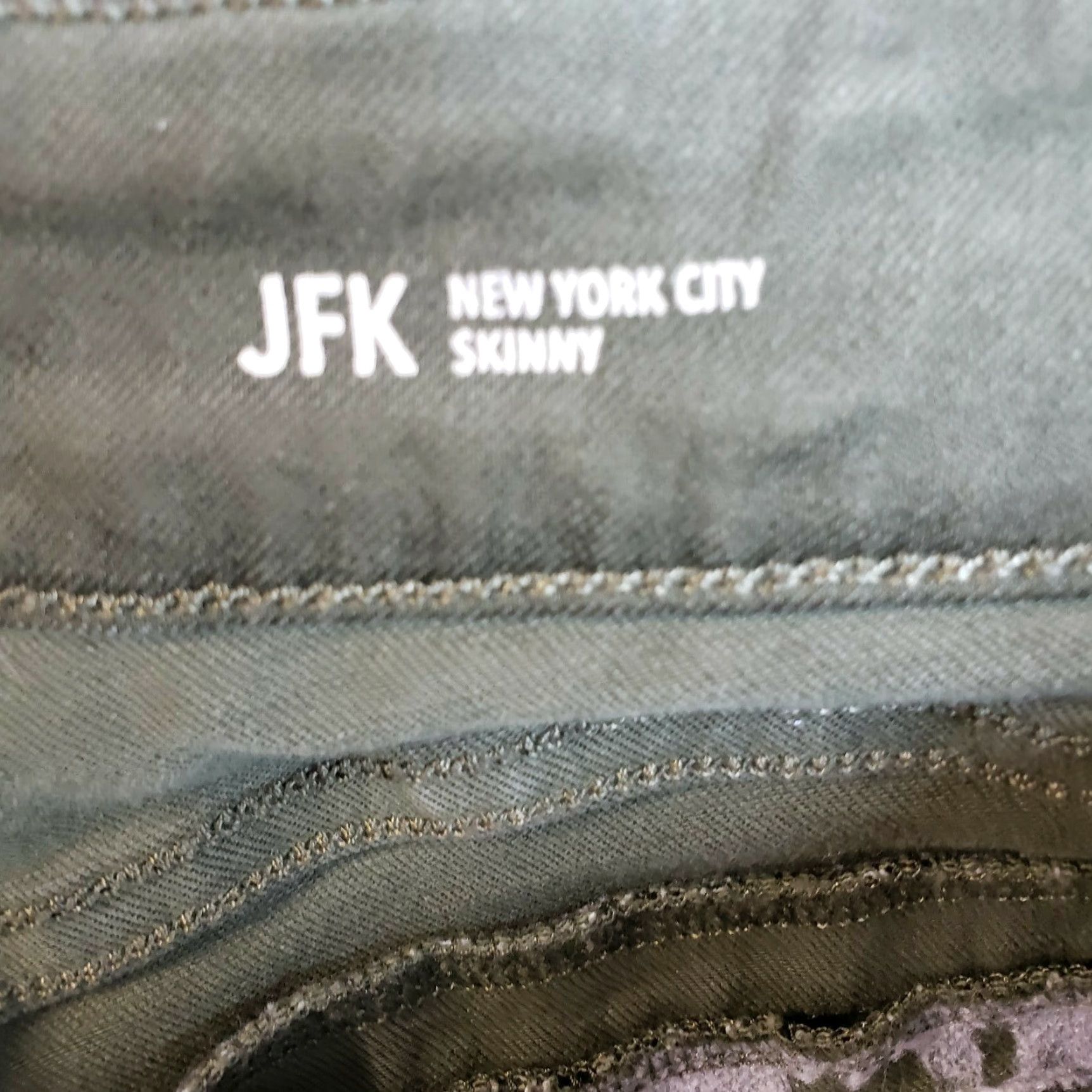 Vintage Warp + Weet JFK New York City Skinny Pants Sz 29 Green Mid Rise Womens Tencel Blend Pants Size 29" - 6 Thumbnail