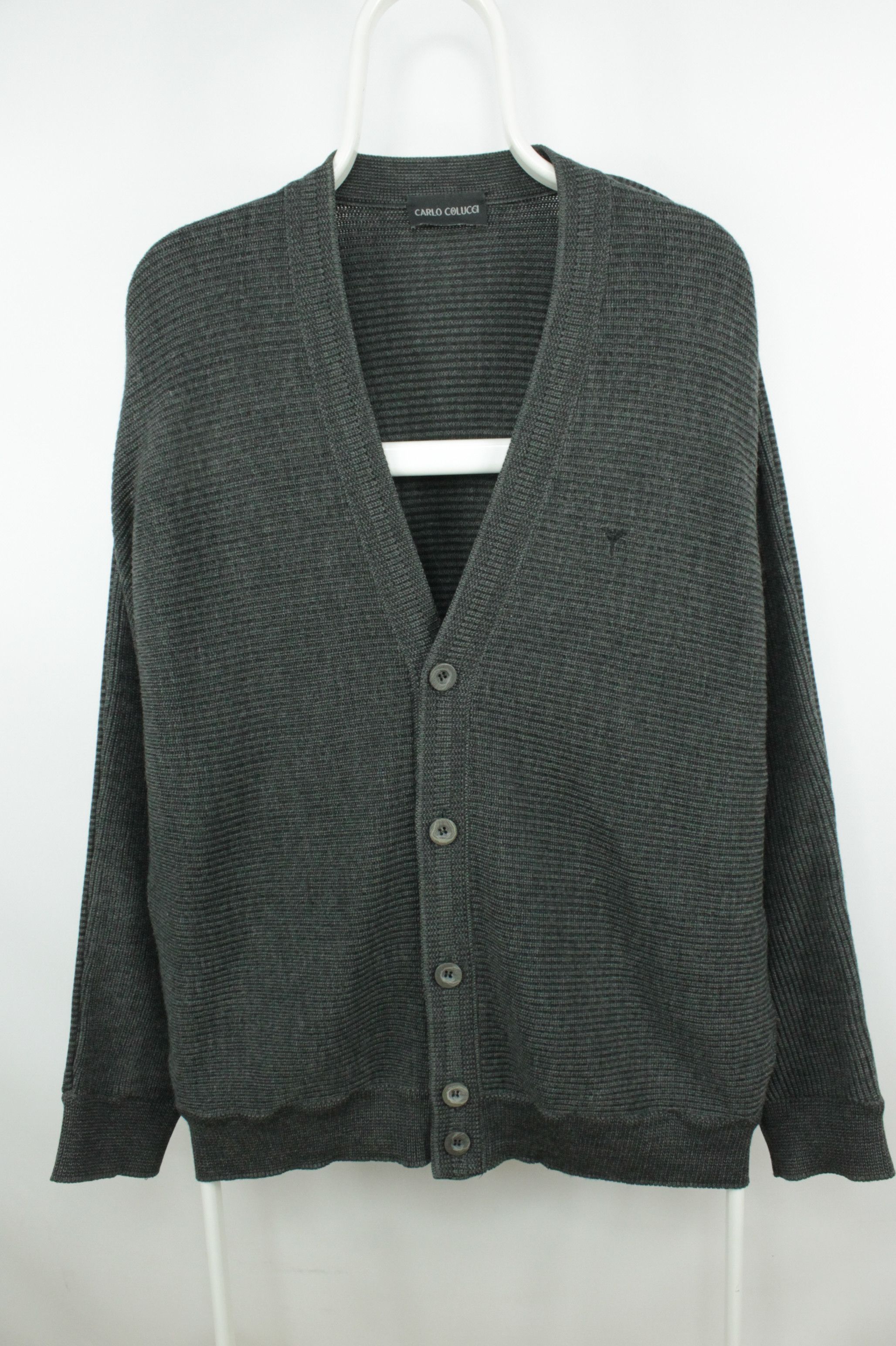 Carlo Colucci Vintage Carlo Colucci Knitwear Gray Wool Cardigan Sweater Size US L / EU 52-54 / 3 - 1 Thumbnail