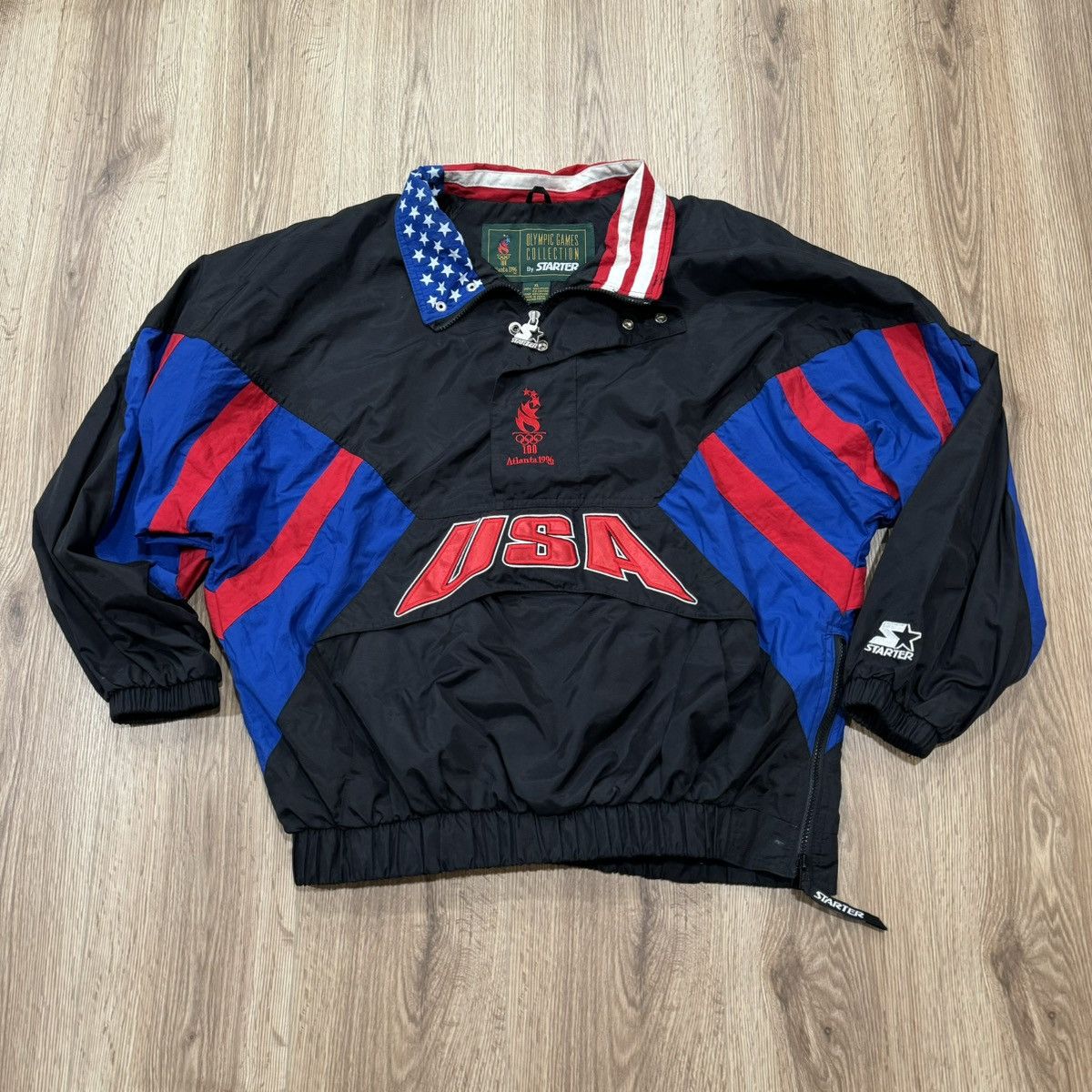 Image of Starter x Vintage 1996 Usa Atlanta Olympics Sports Jacket in Black, Men's (Size XL)