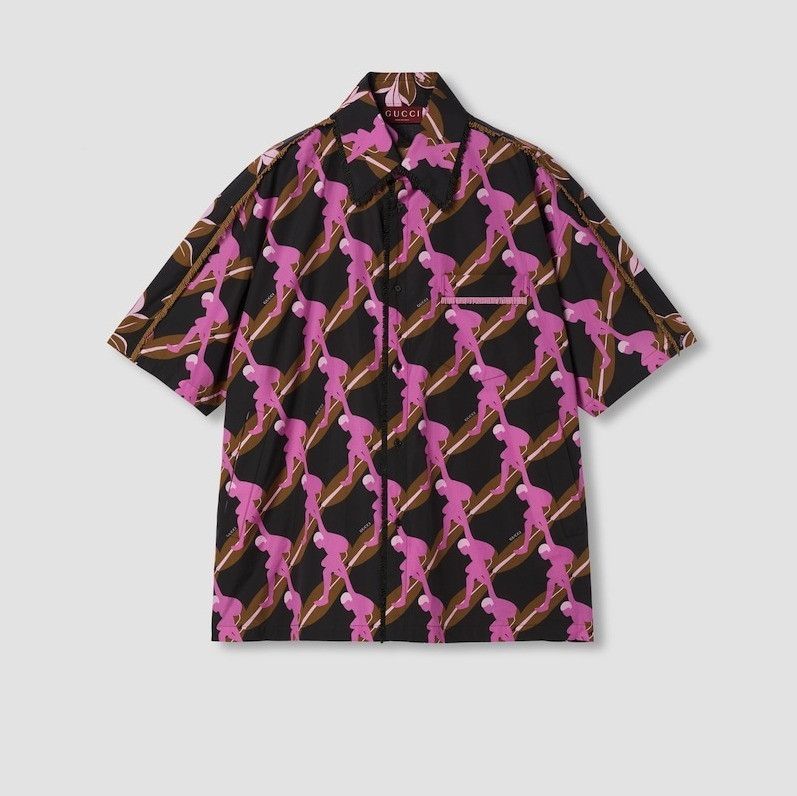 Gucci o1la5ras0426 Printed Oversize Cotton Poplin Shirt Size US L / EU 52-54 / 3 - 1 Preview