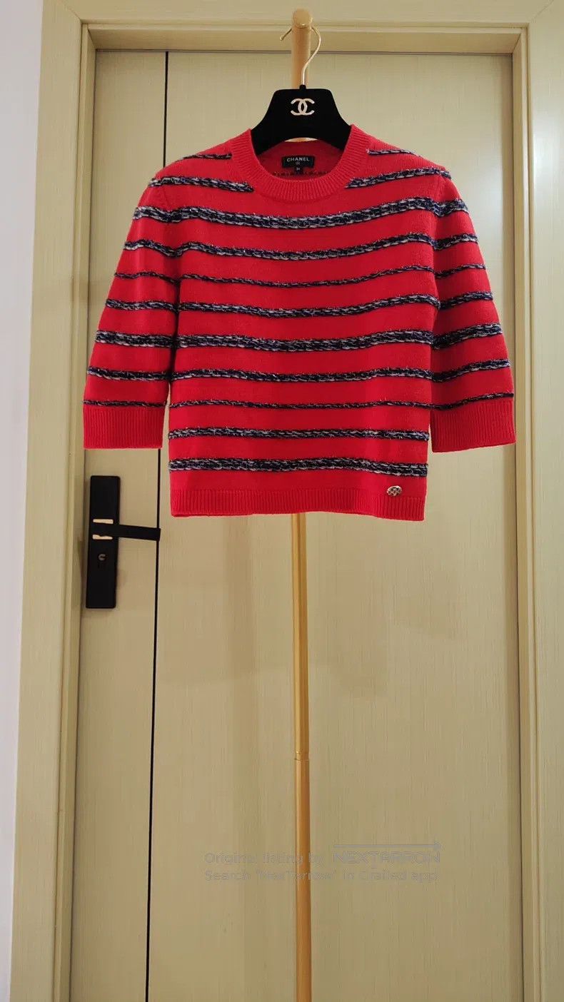 Chanel Chanel Red striped cashmere knit sweater Size XS / US 0-2 / IT 36-38 - 1 Thumbnail