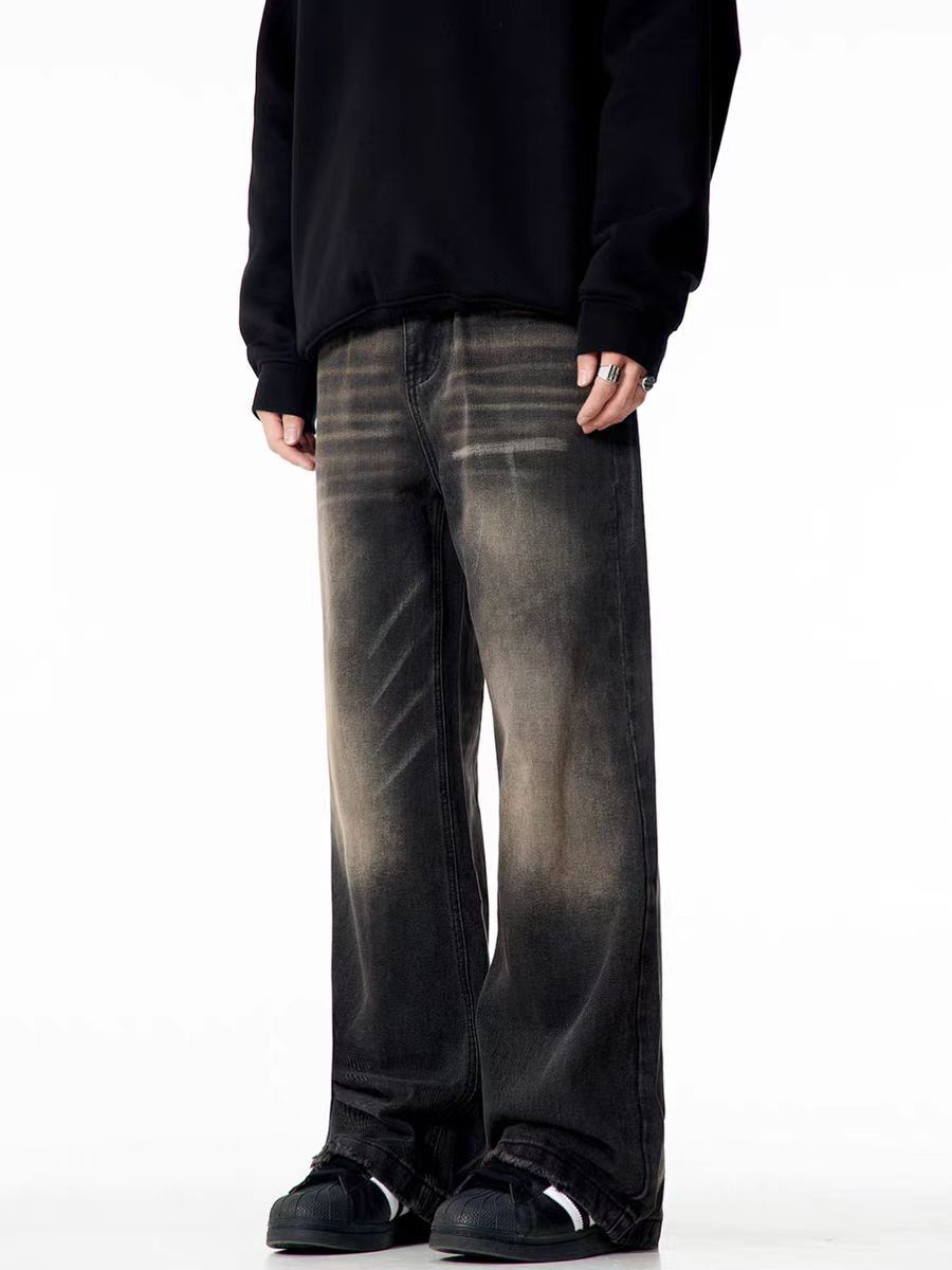 Japanese Brand × Jean Street style retro washed loose straight jeans Size US 34 / EU 50 - 4 Thumbnail