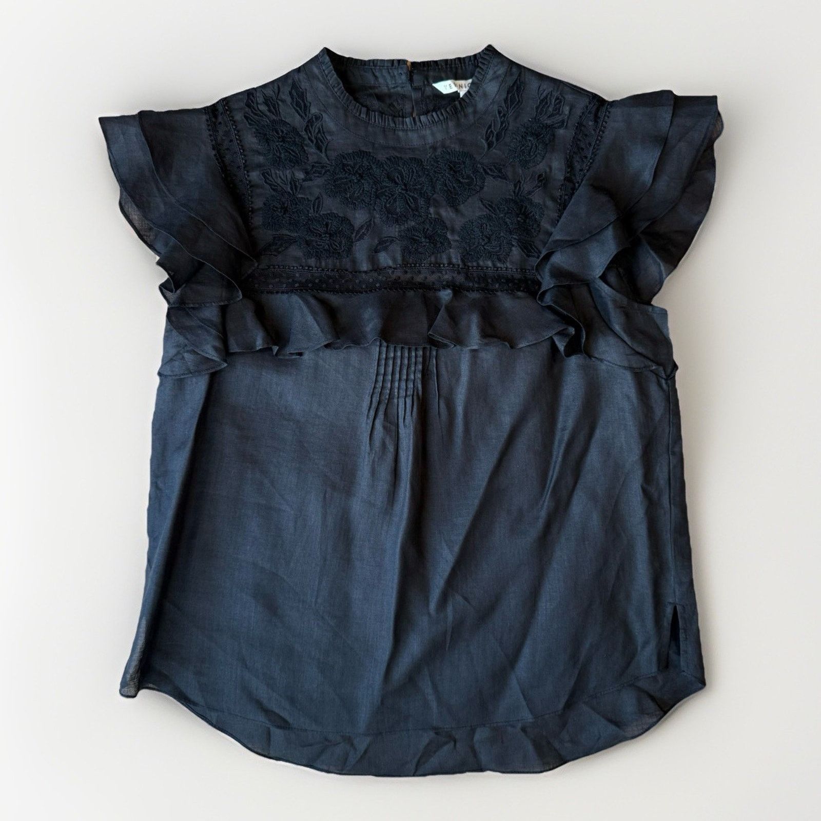 Veronica Beard Veronica Beard Abdula Ruffled High Neck Top Women's 8 Black Size M / US 6-8 / IT 42-44 - 1 Thumbnail
